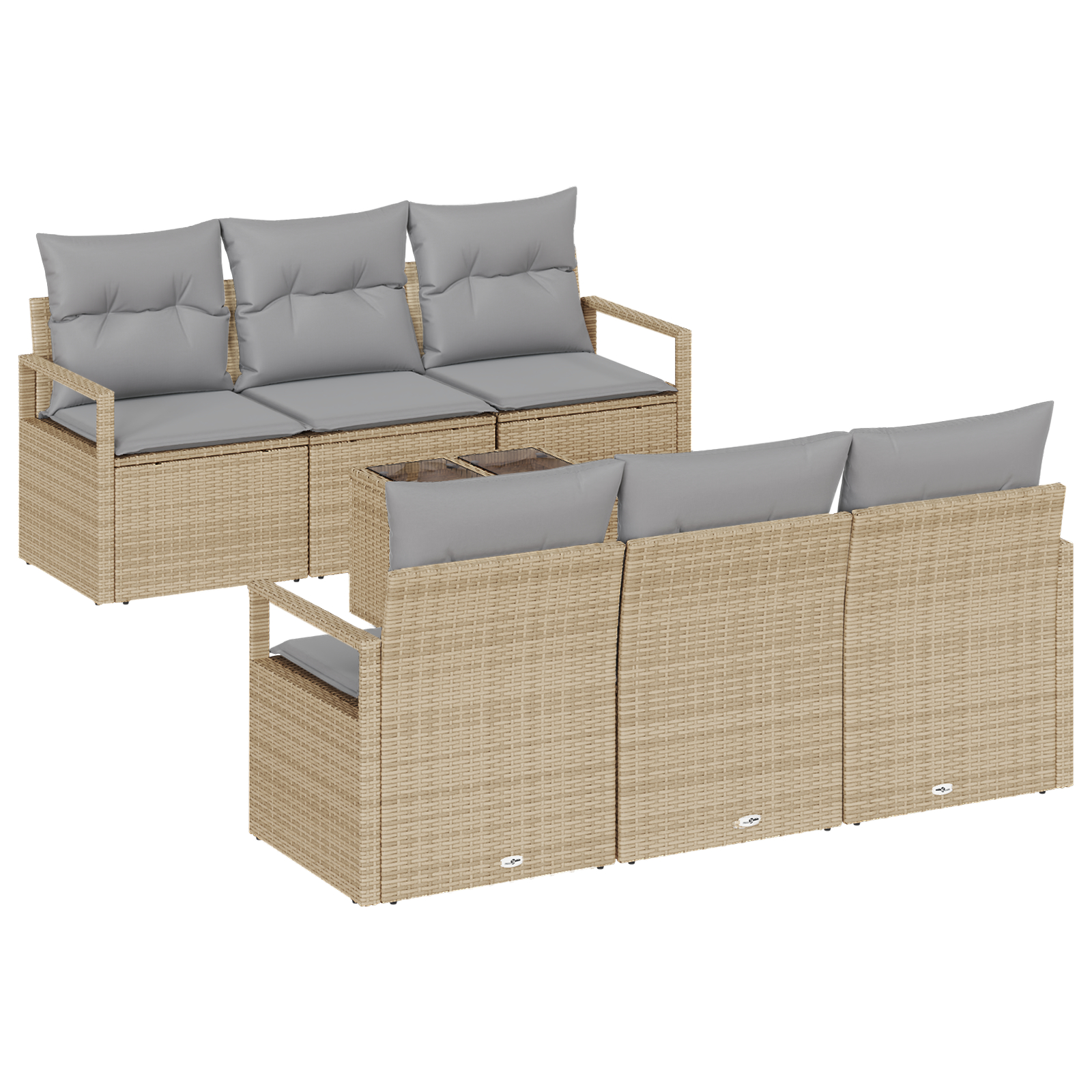 vidaXL Set de canapele pentru grădină 7 pcs Bej și gri 55 x 55 x 37 cm