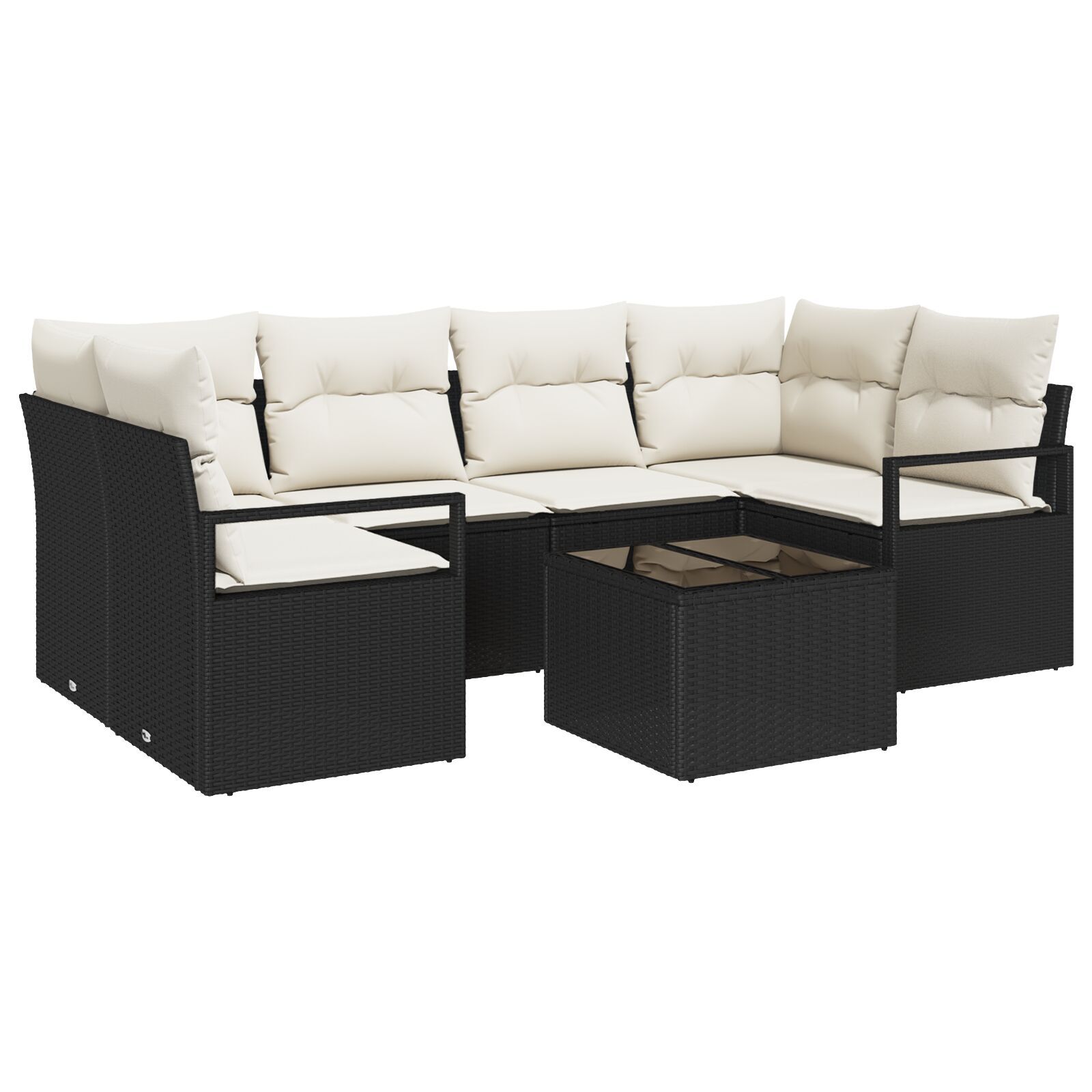 vidaXL Set de canapele pentru grădină 7 pcs Negru și Crem