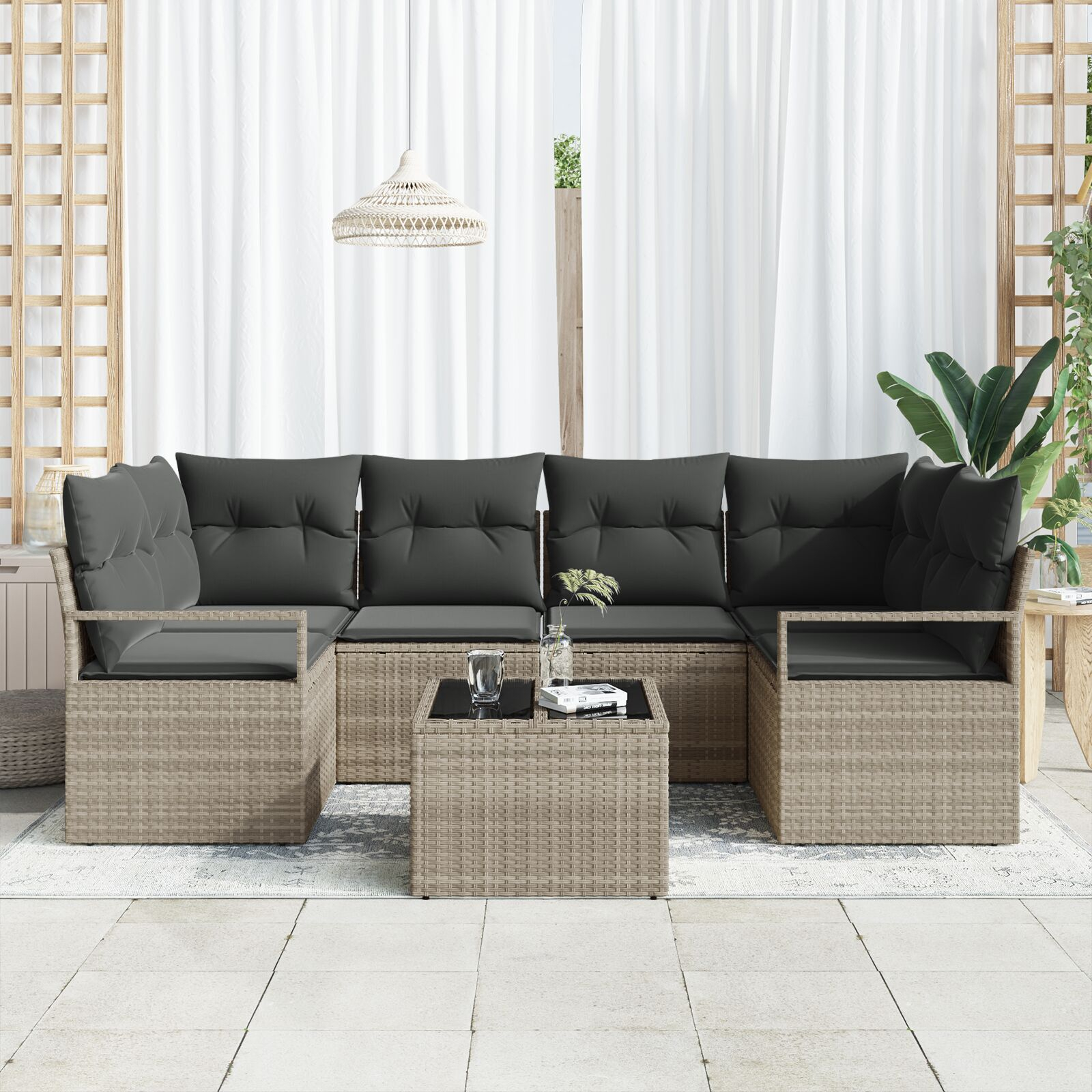 vidaXL Set de canapele pentru grădină 7 pcs Gri deschis și gri închis vidaXL Set de canapele pentru grădină 7 pcs Gri deschis și gri închis