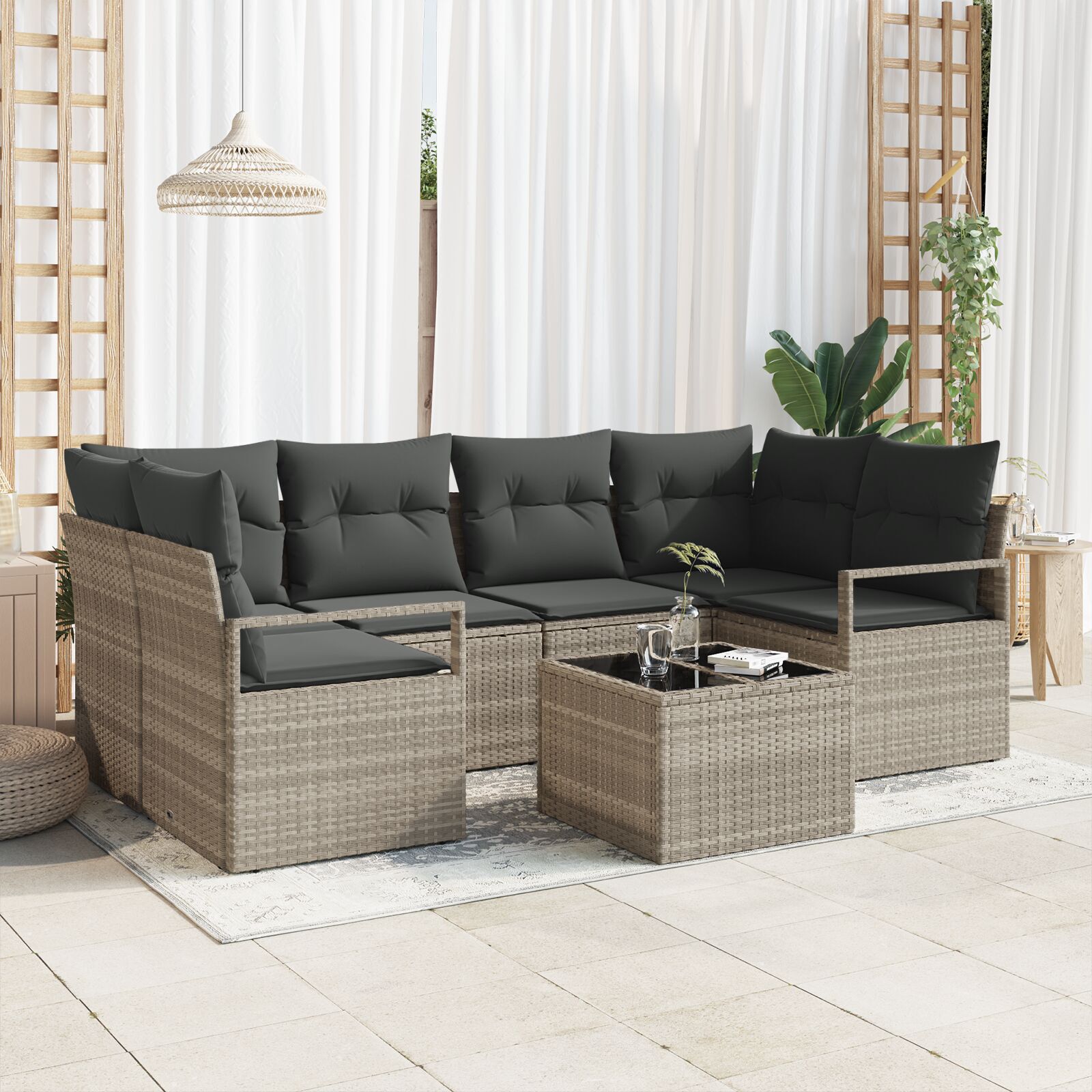 vidaXL Set de canapele pentru grădină 7 pcs Gri deschis și gri închis vidaXL Set de canapele pentru grădină 7 pcs Gri deschis și gri închis