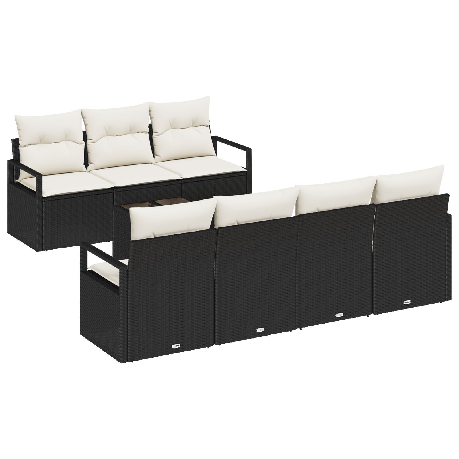 vidaXL Set de canapele pentru grădină 8 pcs Negru și Crem