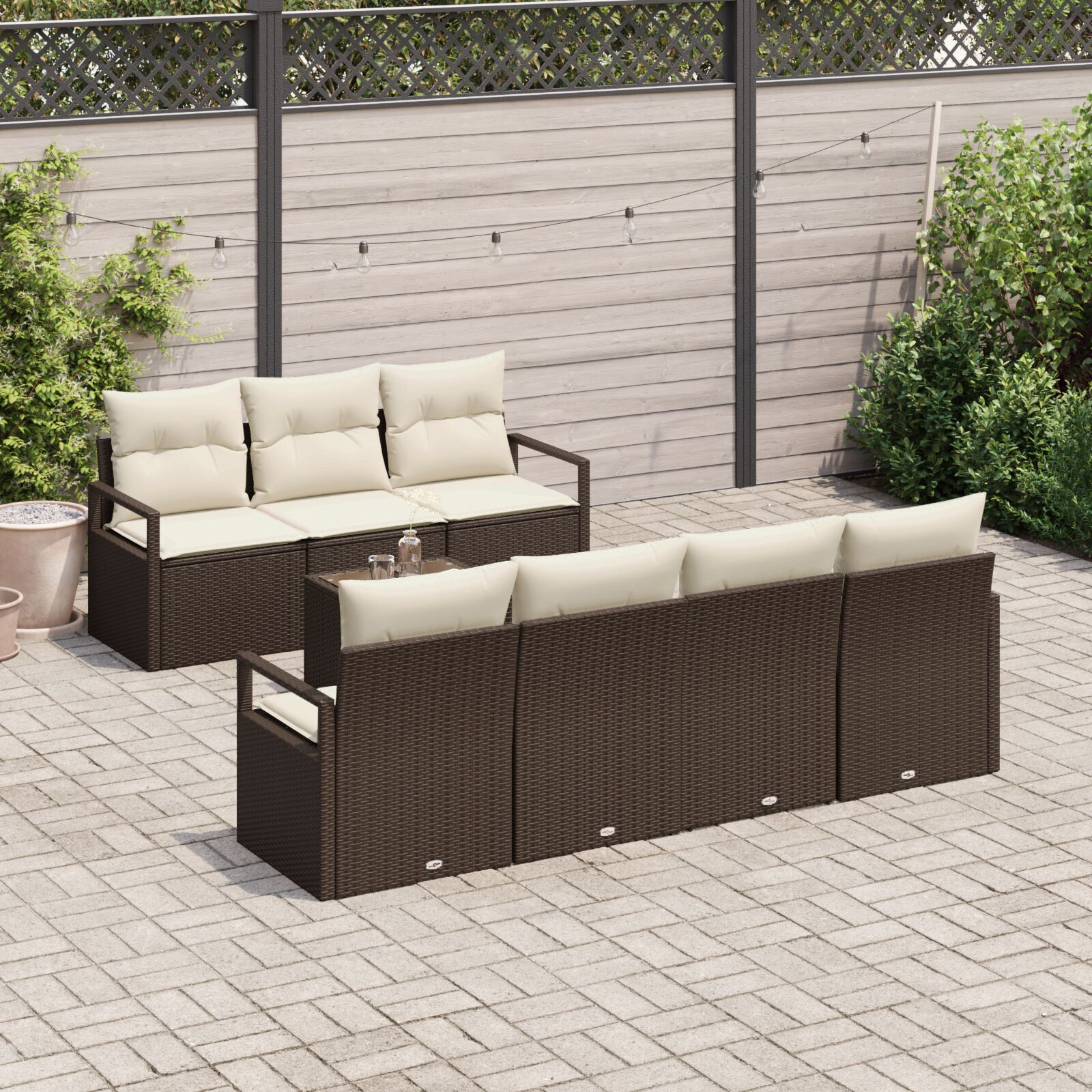vidaXL Set de canapele pentru grădină 8 pcs Maro și Crem