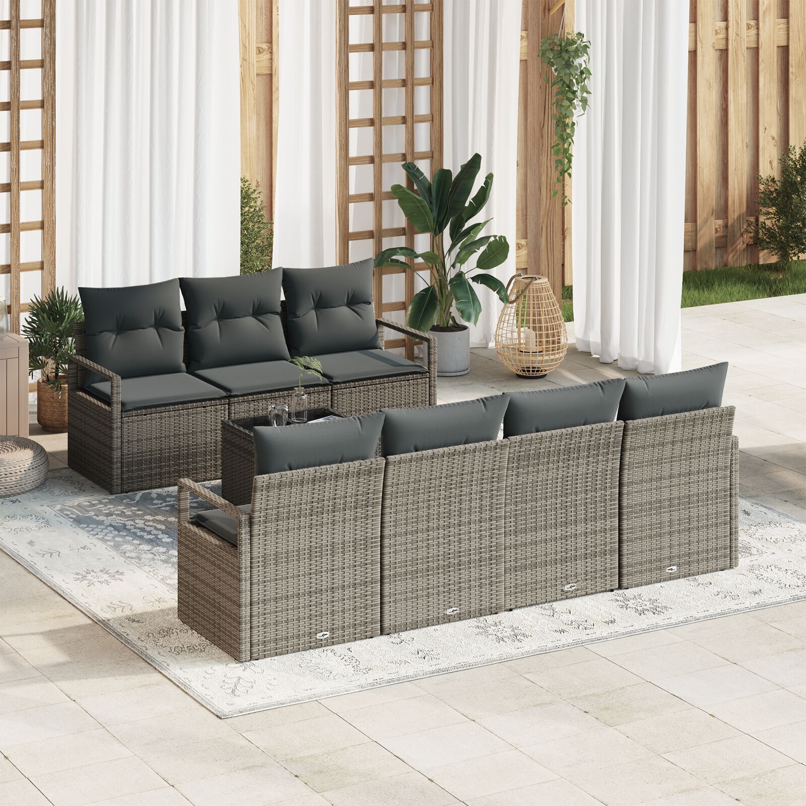 vidaXL Set de canapele pentru grădină 8 pcs Gri 55 x 55 x 37 cm