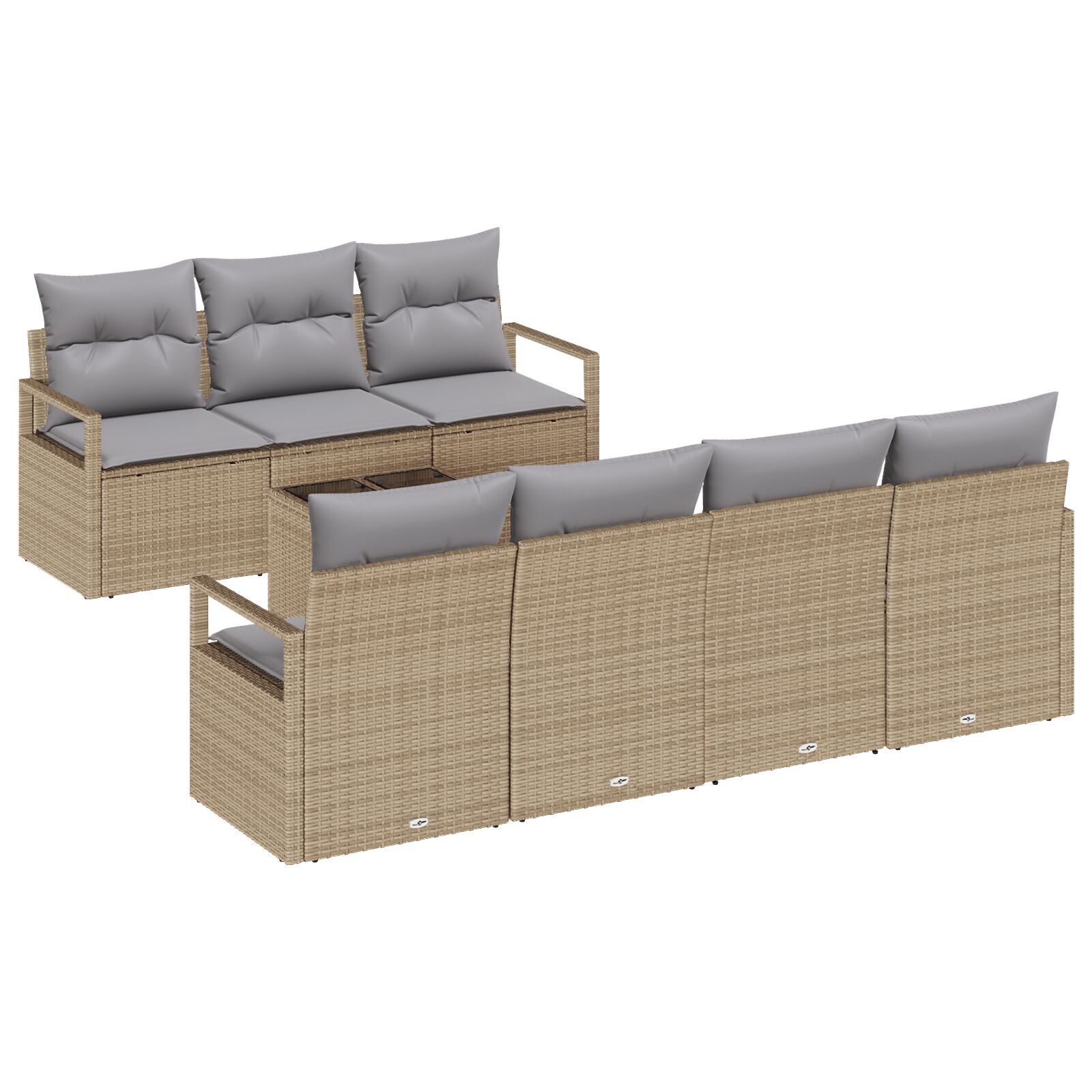 vidaXL Set de canapele pentru grădină 8 pcs Bej și gri 55 x 55 x 37 cm