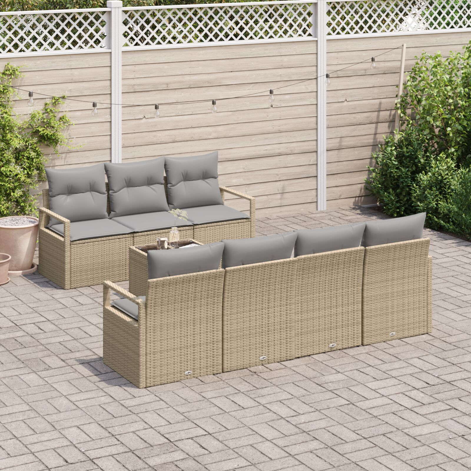 vidaXL Set de canapele pentru grădină 8 pcs Bej și gri 55 x 55 x 37 cm