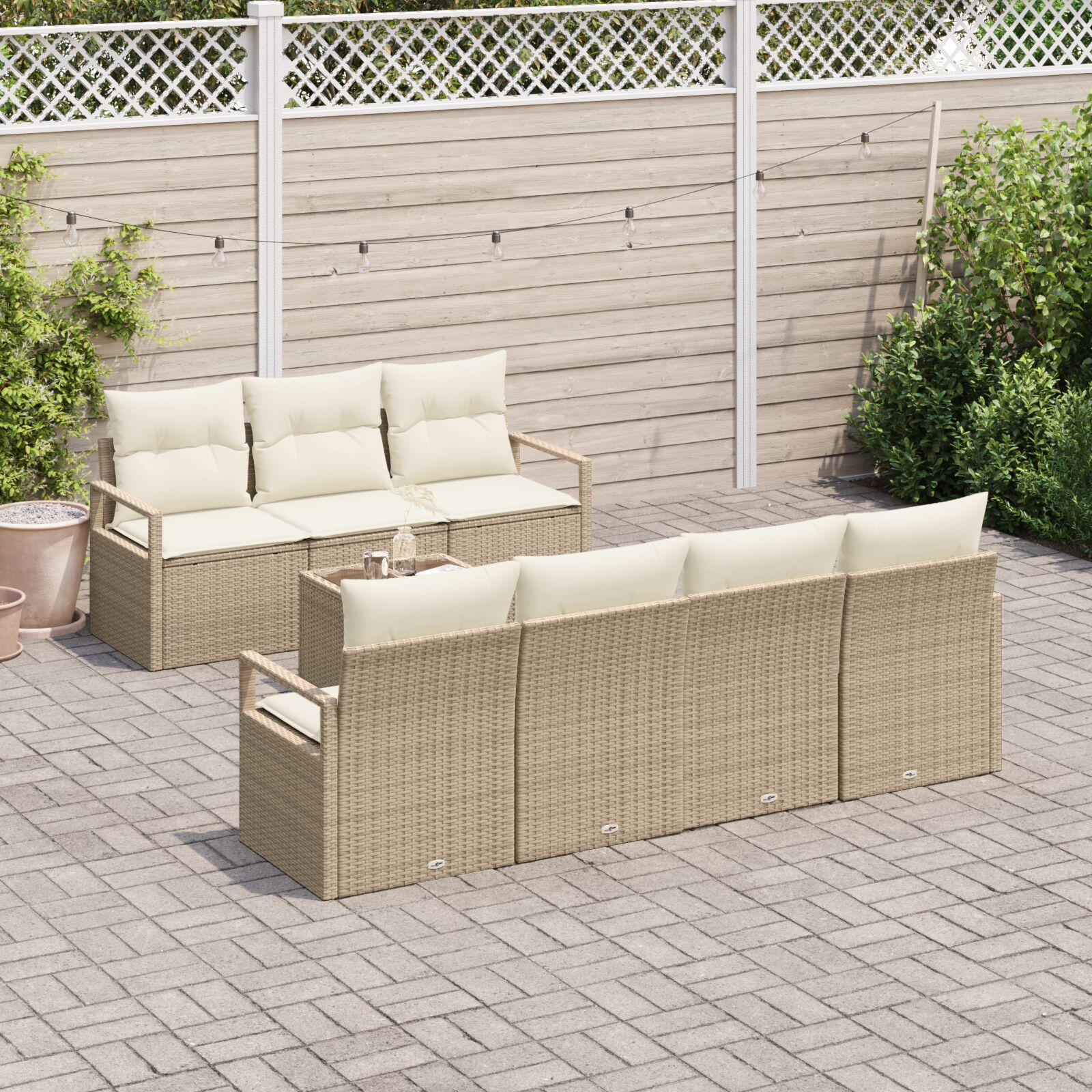 vidaXL Set de canapele pentru grădină 8 pcs Bej și crem