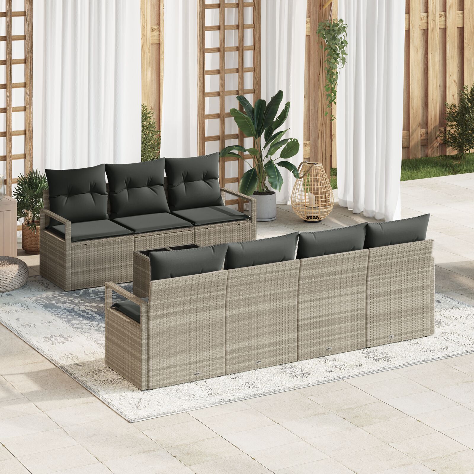 vidaXL Set de canapele pentru grădină 8 pcs Gri deschis
