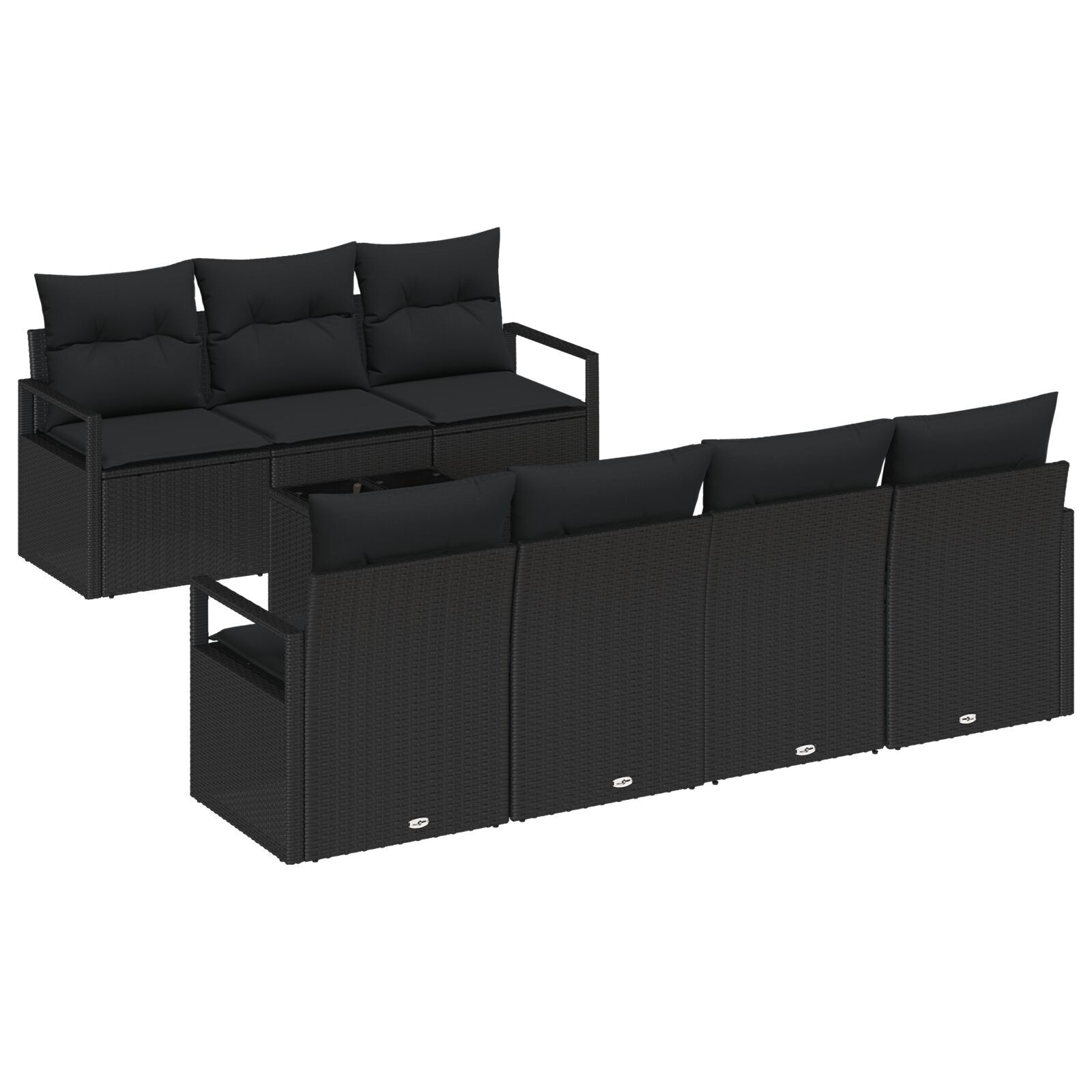 vidaXL Set de canapele pentru grădină 8 pcs Negru 55 x 55 x 37 cm