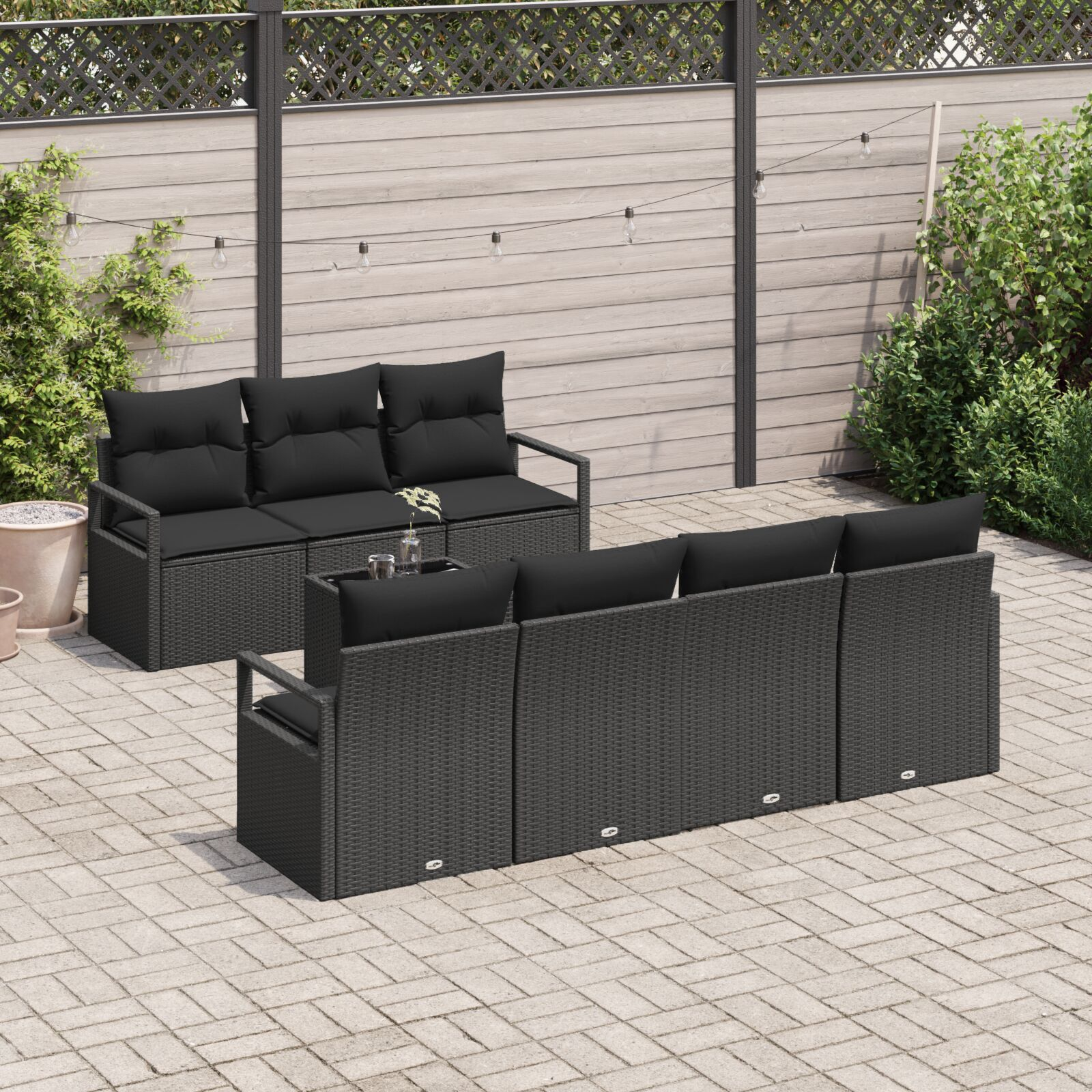 vidaXL Set de canapele pentru grădină 8 pcs Negru 55 x 55 x 37 cm