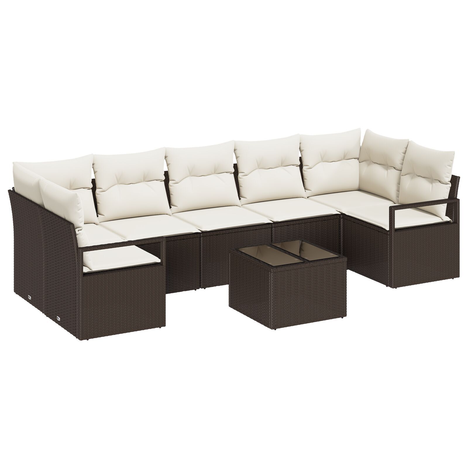vidaXL Set de canapele pentru grădină 8 pcs Maro și Crem