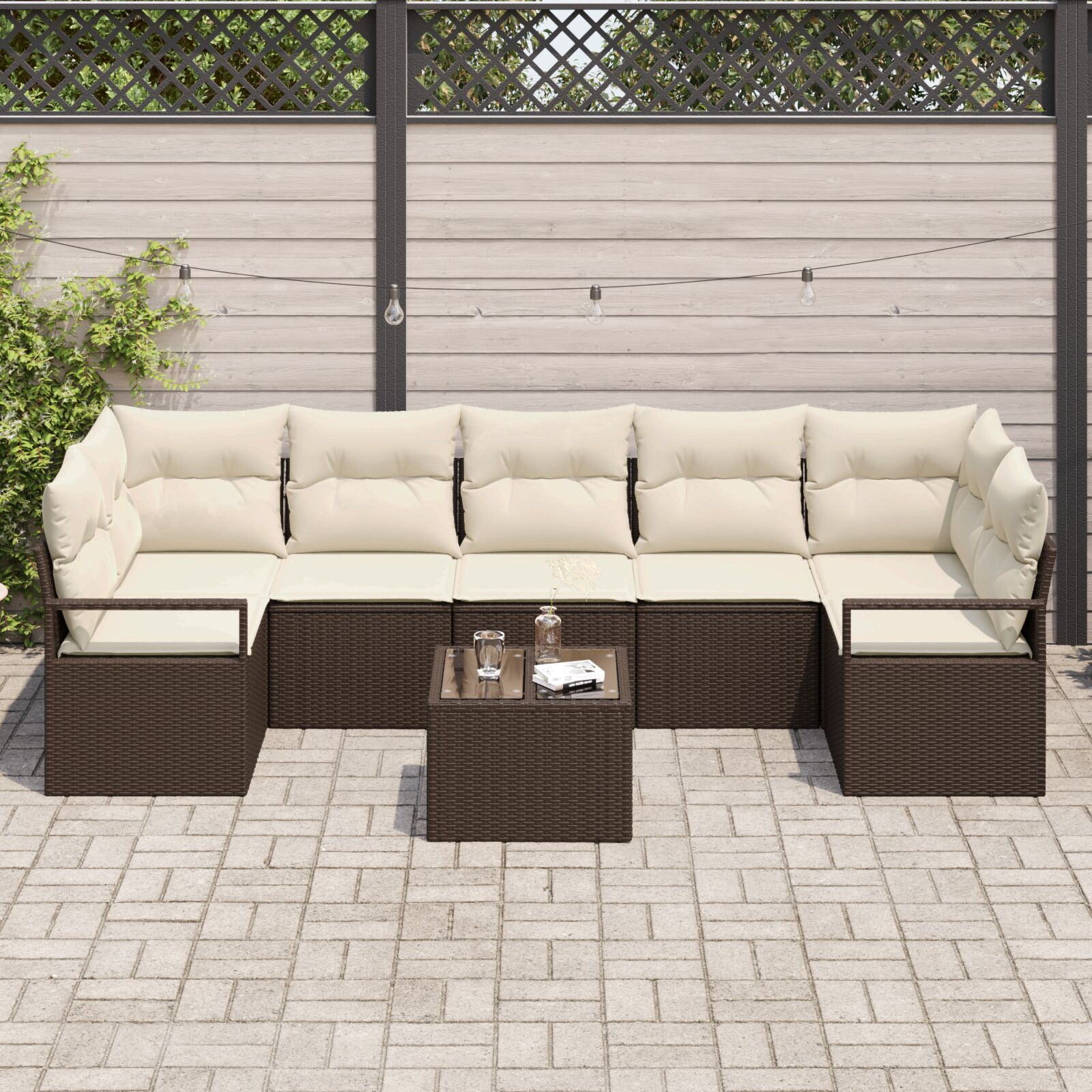vidaXL Set de canapele pentru grădină 8 pcs Maro și Crem