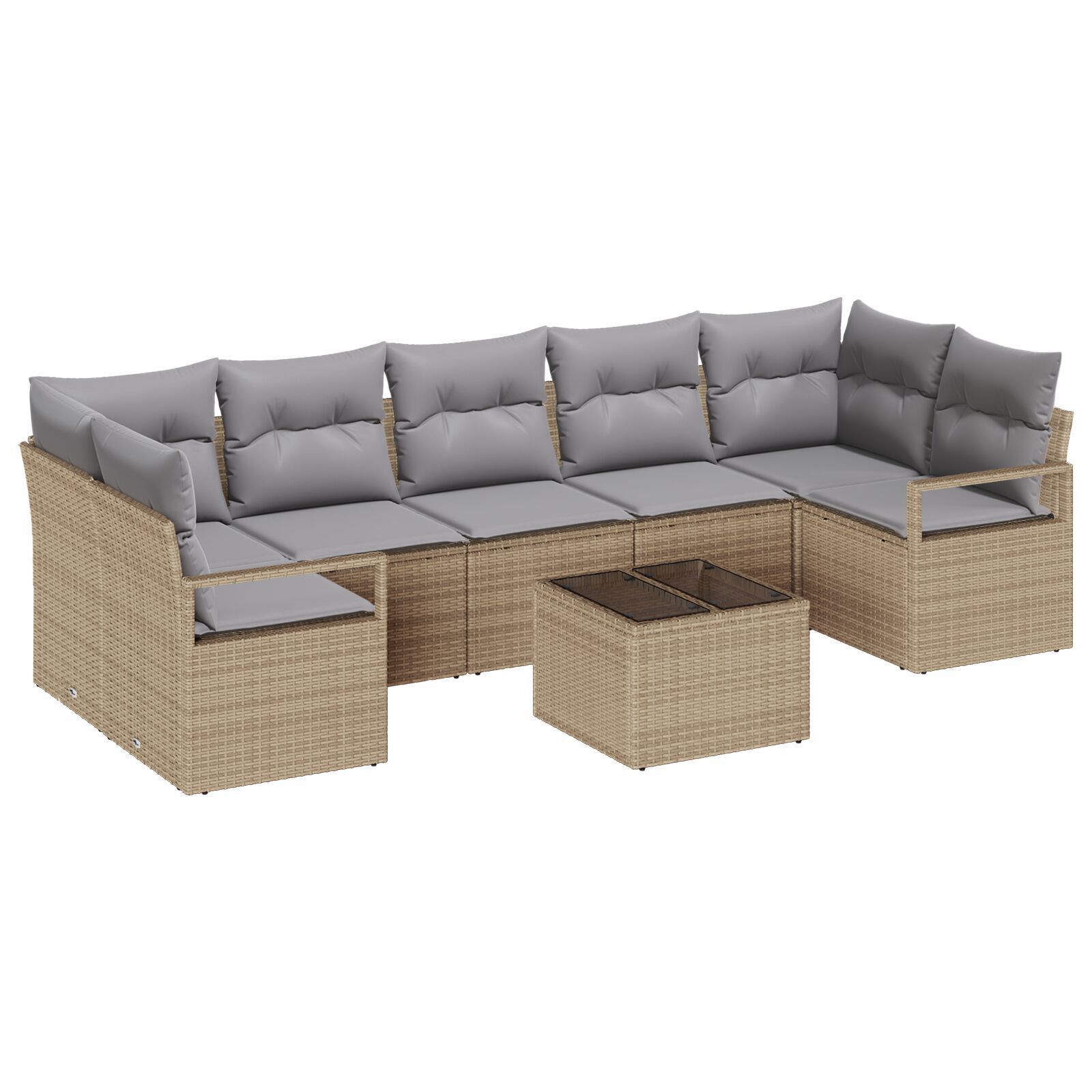 vidaXL Set de canapele pentru grădină 8 pcs Bej și gri 55 x 55 x 37 cm