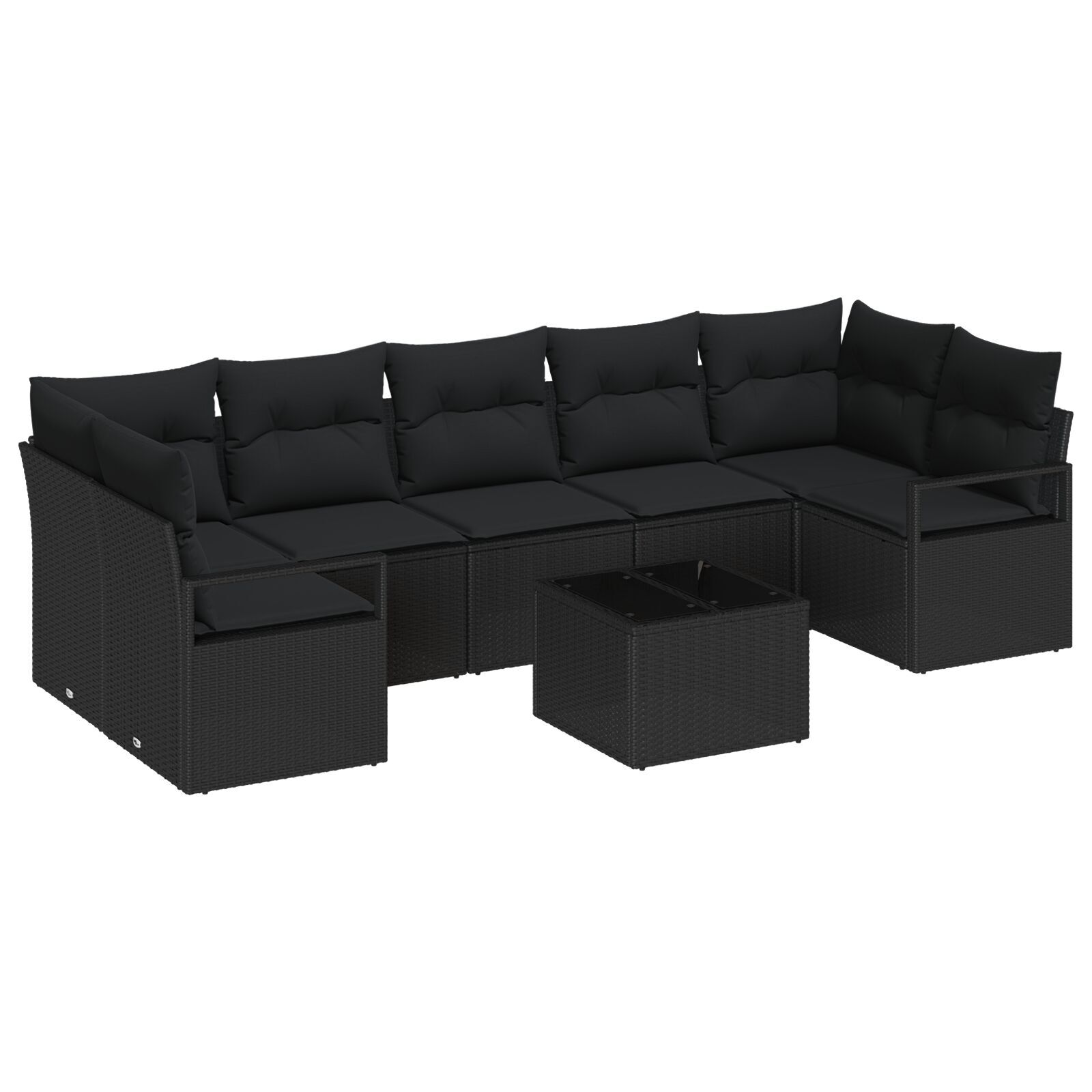vidaXL Set de canapele pentru grădină 8 pcs Negru 55 x 55 x 37 cm
