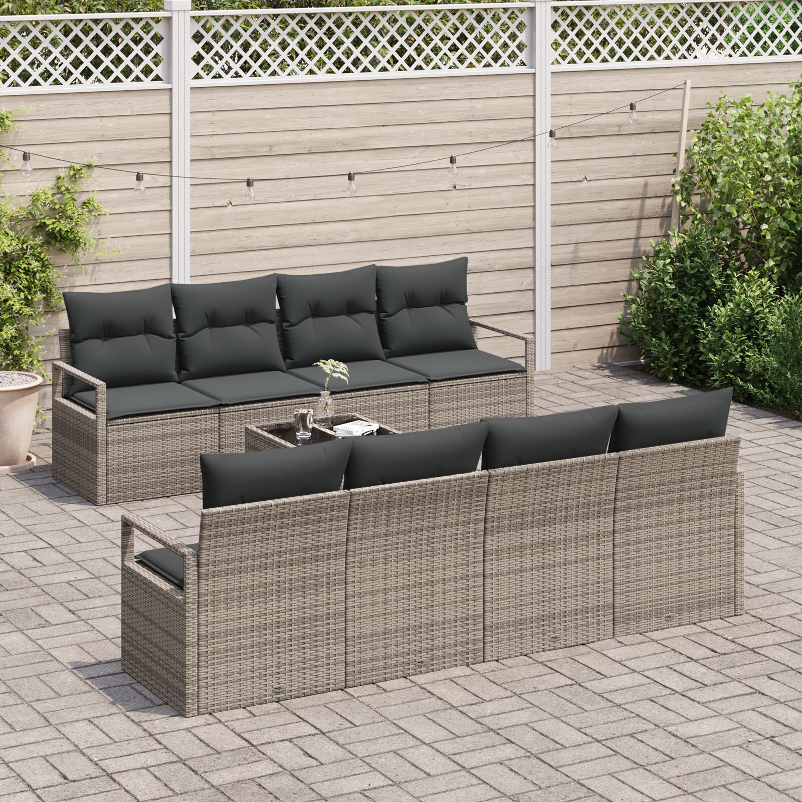 vidaXL Set de canapele pentru grădină 7 pcs Gri 55 x 55 x 37 cm vidaXL Set de canapele pentru grădină 7 pcs Gri 55 x 55 x 37 cm