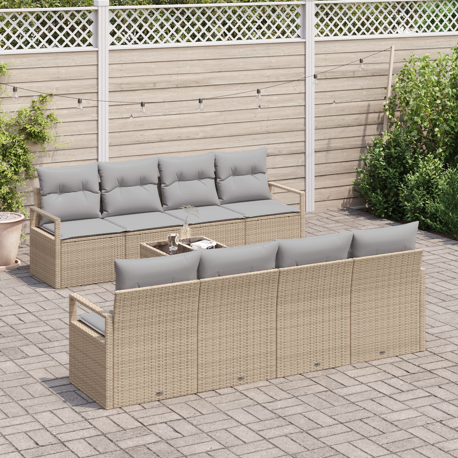 vidaXL Set de canapele pentru grădină 7 pcs Bej și gri 55 x 55 x 37 cm