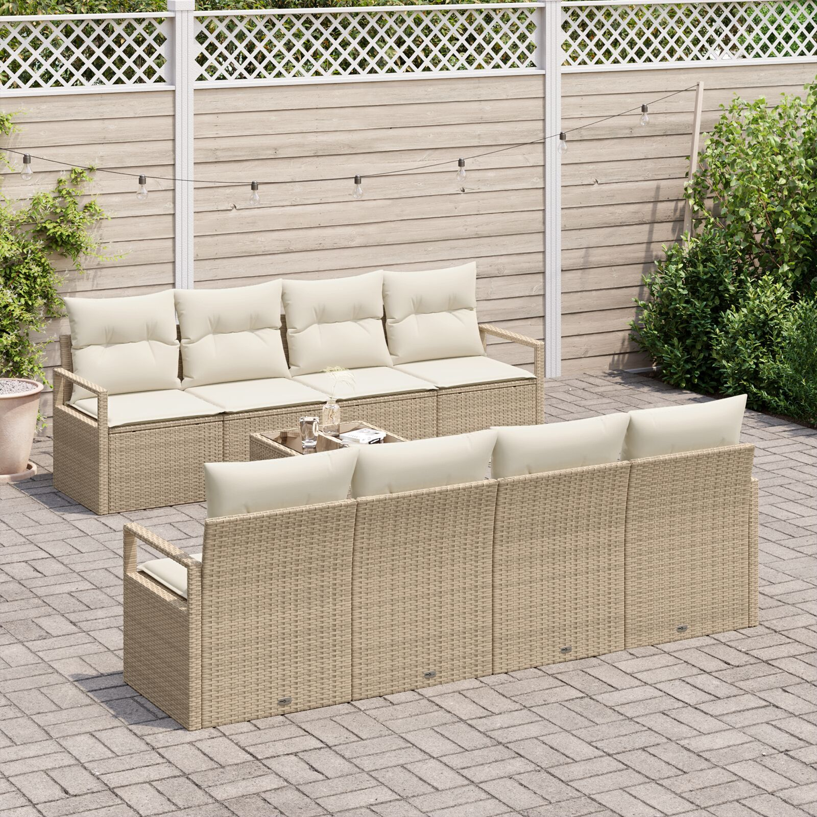 vidaXL Set de canapele pentru grădină 7 pcs Bej și crem