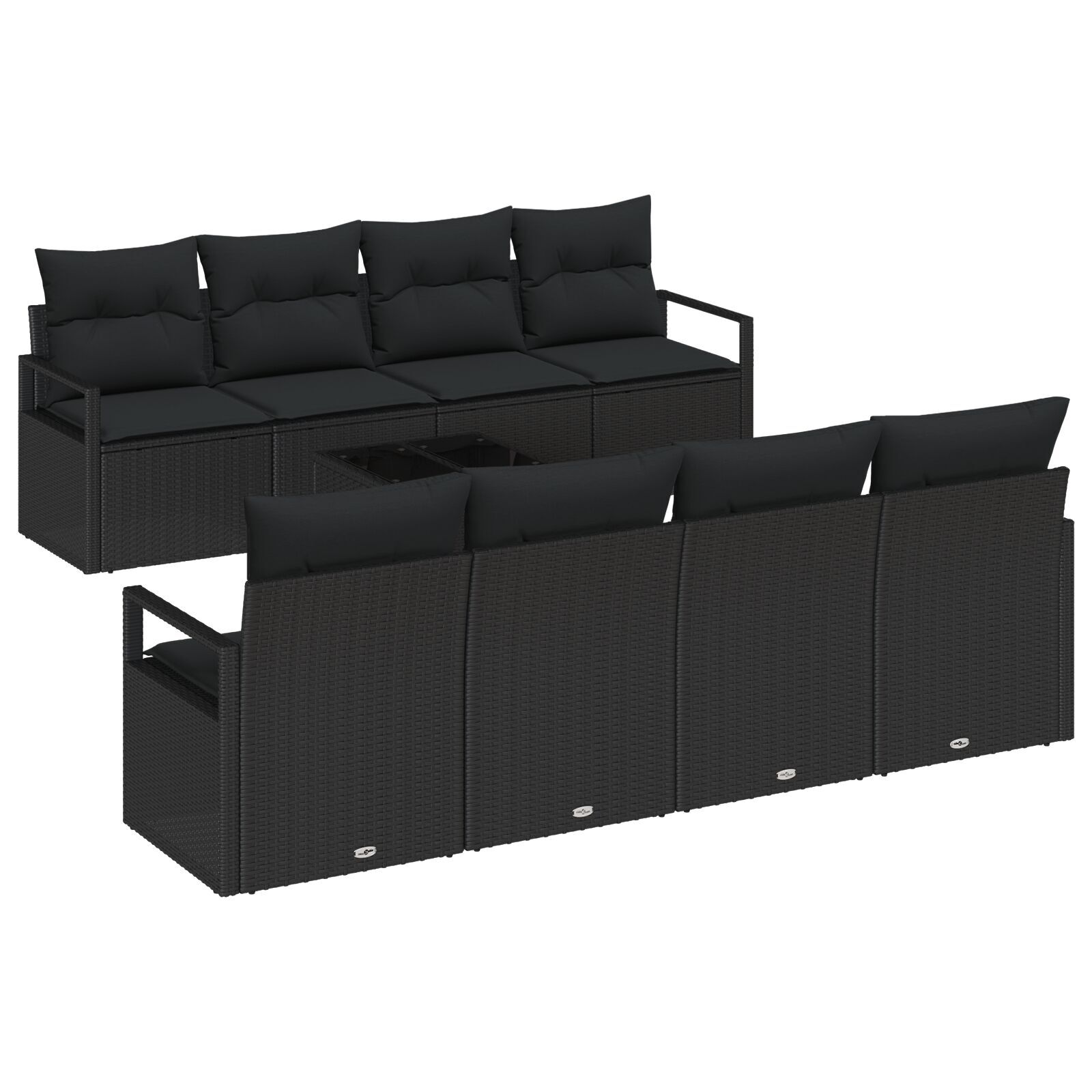 vidaXL Set de canapele pentru grădină 7 pcs Negru 55 x 55 x 37 cm vidaXL Set de canapele pentru grădină 7 pcs Negru 55 x 55 x 37 cm
