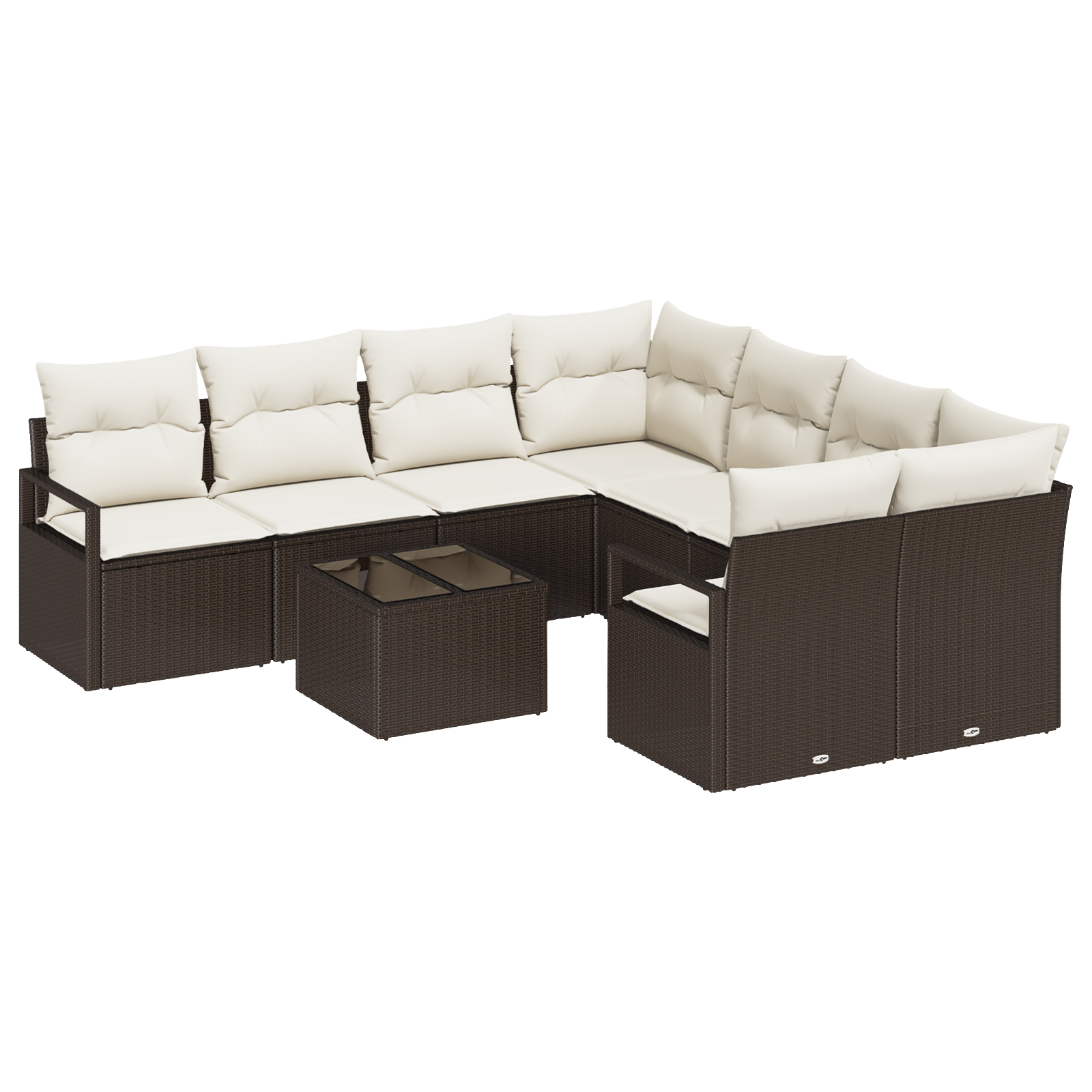 vidaXL Set de canapele pentru grădină 9 pcs Maro și Crem vidaXL Set de canapele pentru grădină 9 pcs Maro și Crem
