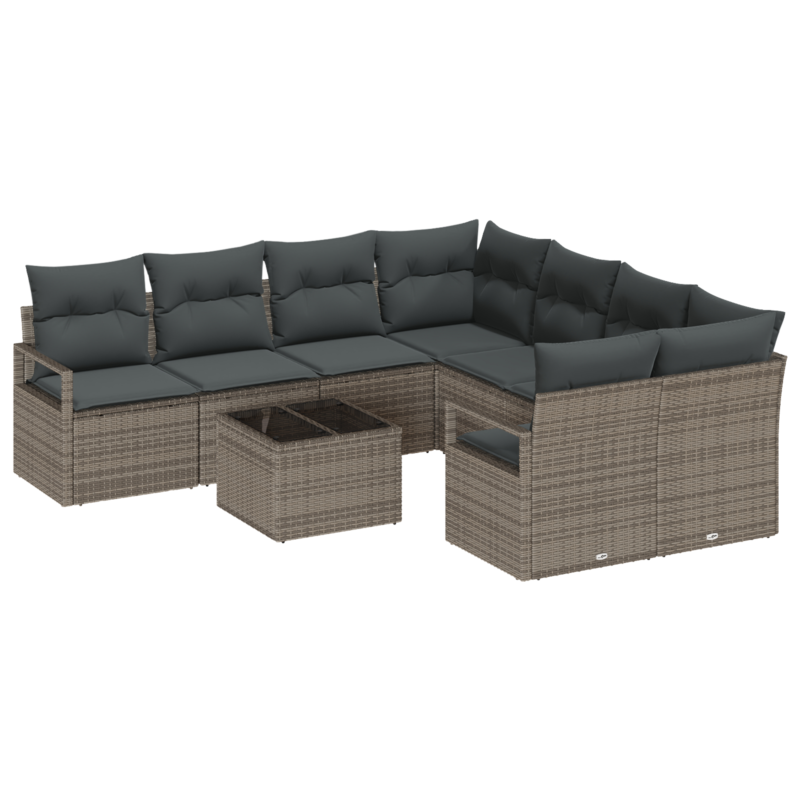 vidaXL Set de canapele pentru grădină 9 pcs Gri 55 x 55 x 37 cm