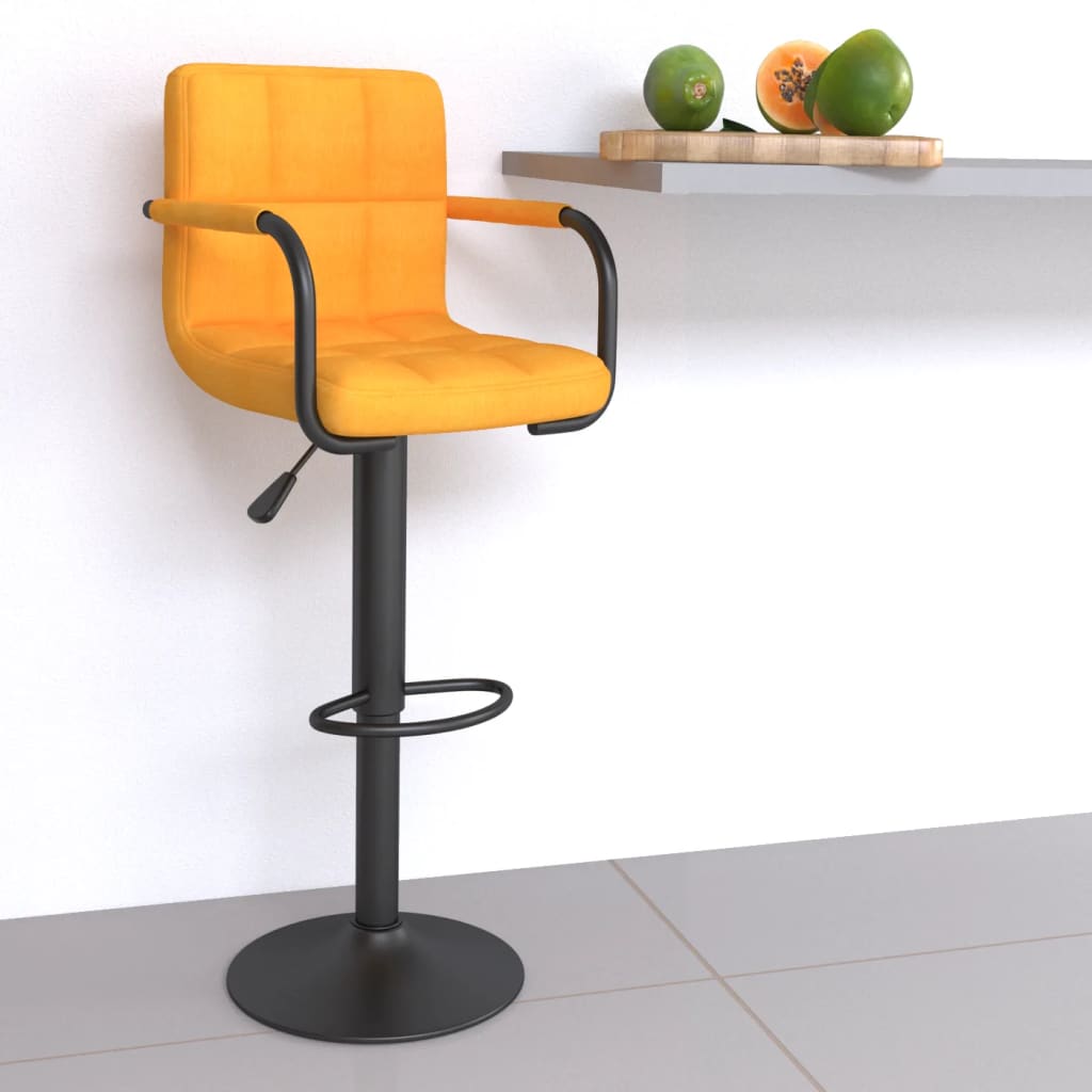 vidaXL Scaun de bar, galben muștar, material textil vidaXL Scaun de bar, galben muștar, material textil