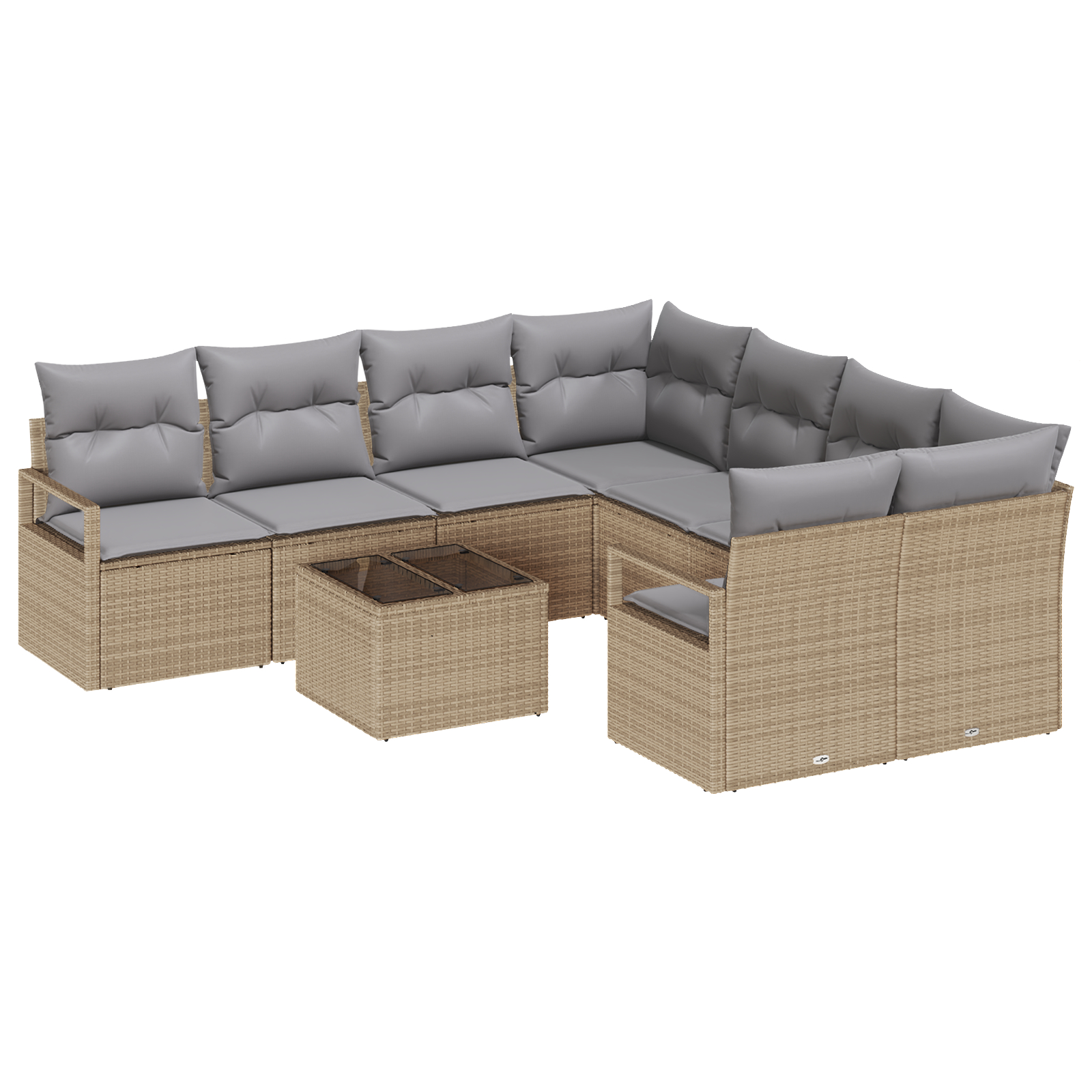 vidaXL Set de canapele pentru grădină 9 pcs Bej și gri 55 x 55 x 37 cm