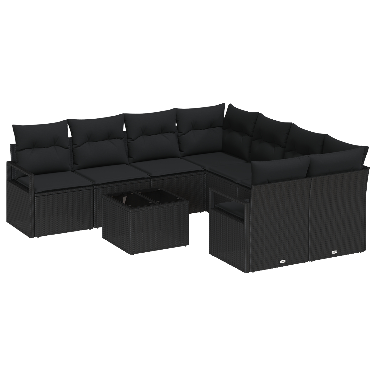 vidaXL Set de canapele pentru grădină 9 pcs Negru 55 x 55 x 37 cm