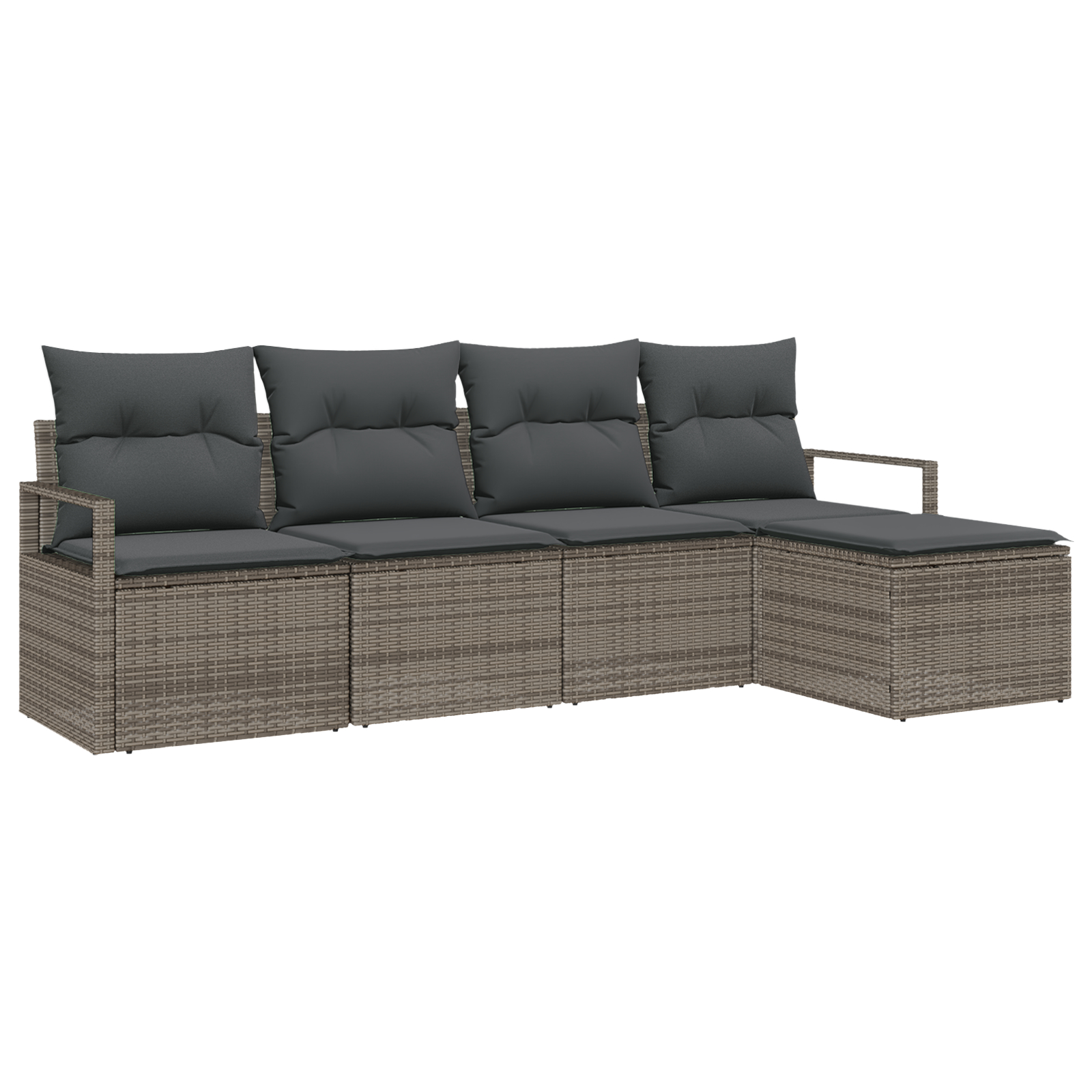 Set canapea de grădină vidaXL cu perne gri din ratan poli, 5 piese Set canapea de grădină vidaXL cu perne gri din ratan poli, 5 piese