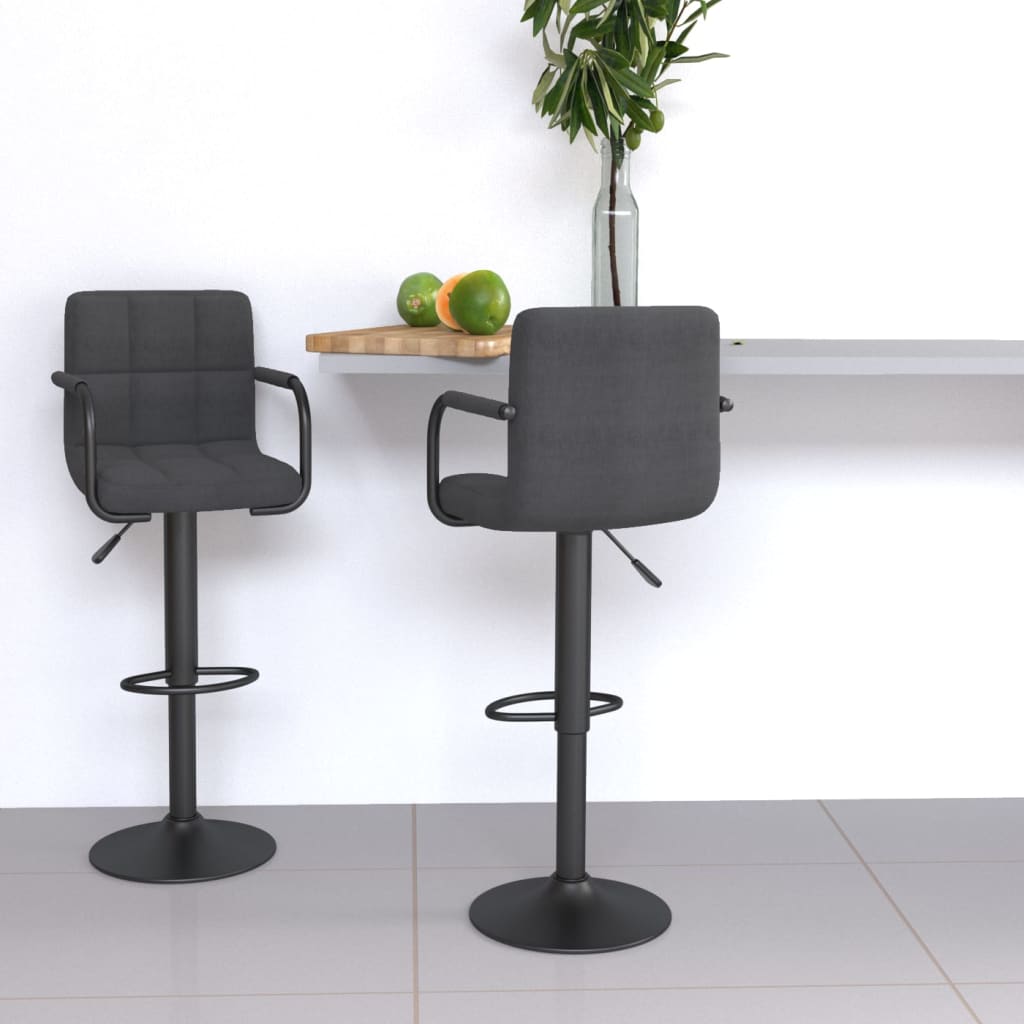 vidaXL Scaune de bar, 2 buc., gri închis, material textil