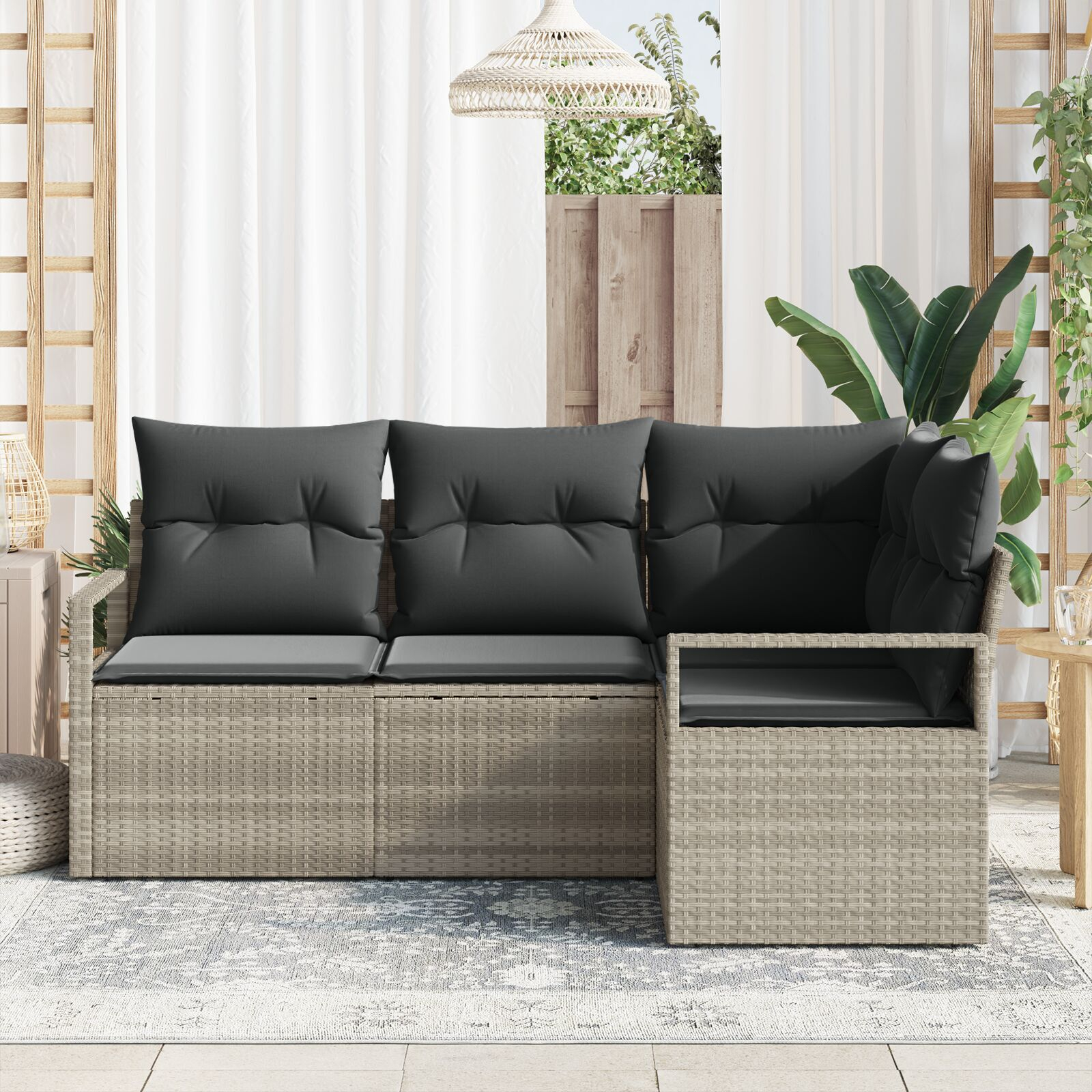 vidaXL Set de canapele pentru grădină 4 pcs Gri deschis Rattan poli vidaXL Set de canapele pentru grădină 4 pcs Gri deschis Rattan poli