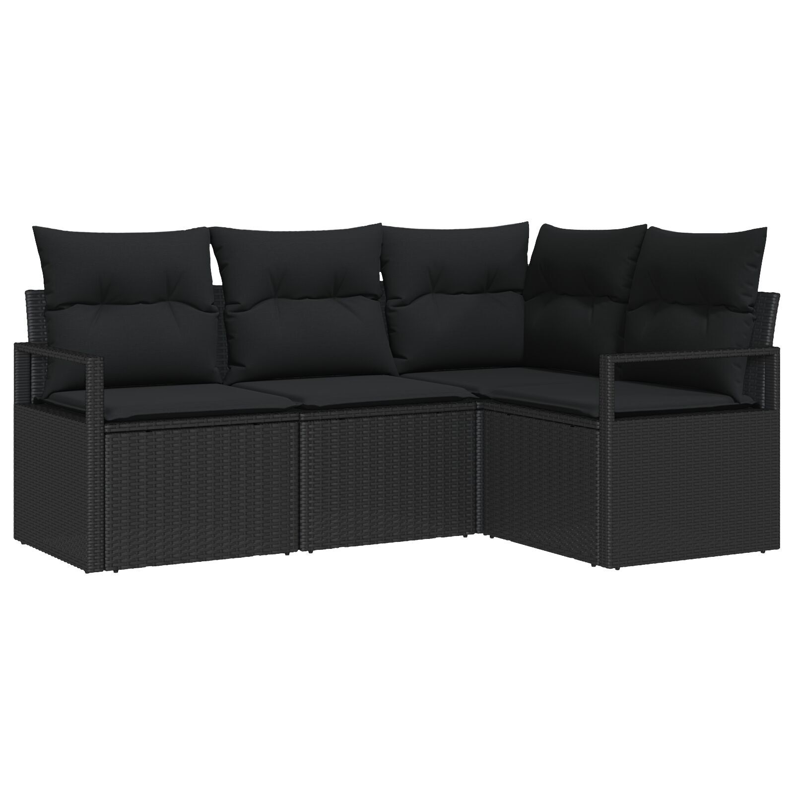vidaXL Set de canapele pentru grădină 4 pcs Negru Rattan poli vidaXL Set de canapele pentru grădină 4 pcs Negru Rattan poli