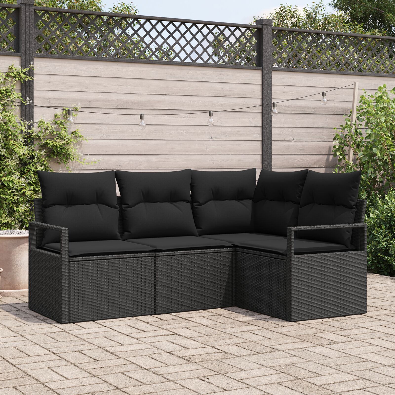 vidaXL Set de canapele pentru grădină 4 pcs Negru Rattan poli vidaXL Set de canapele pentru grădină 4 pcs Negru Rattan poli