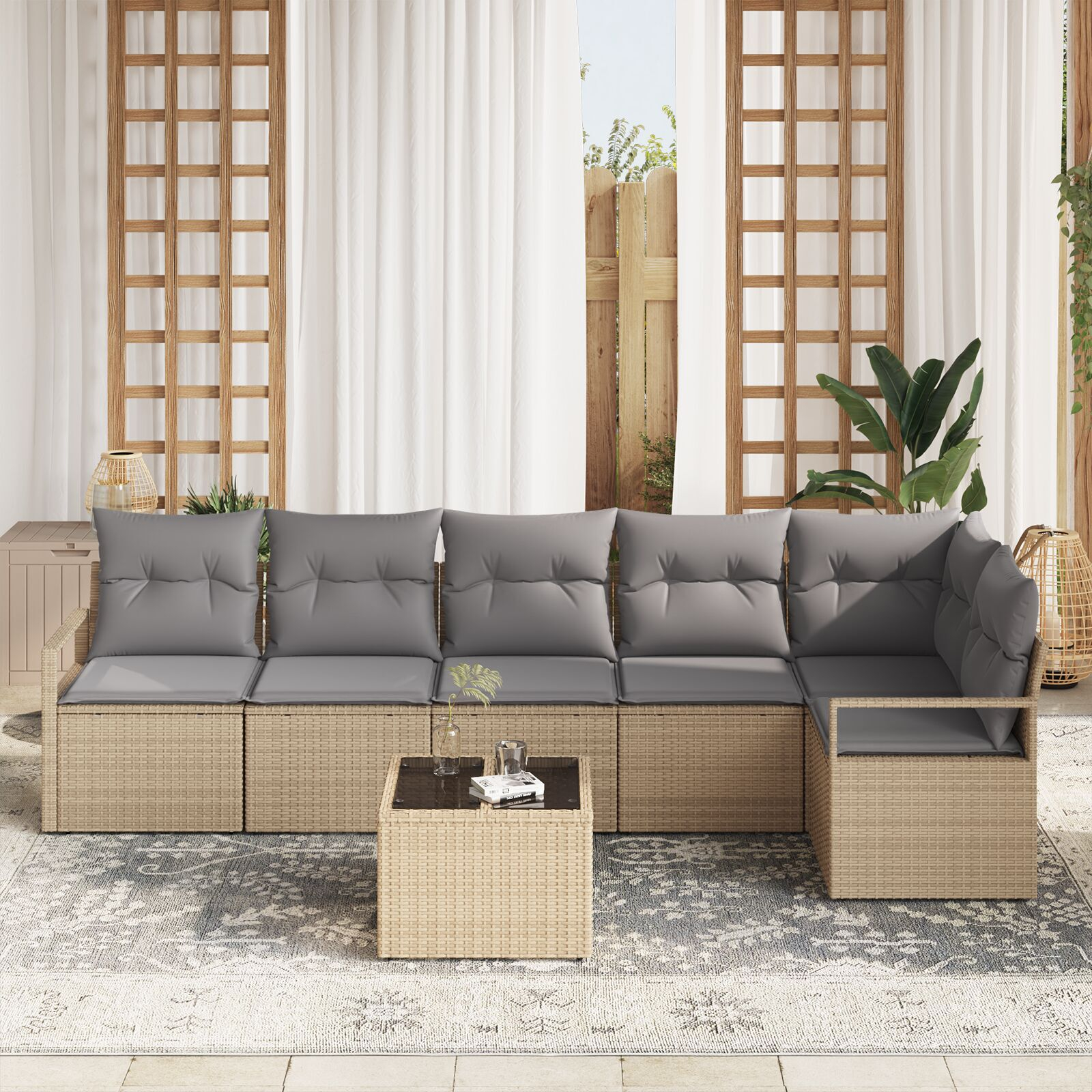 Set Canapea de Grădină vidaXL cu Perne Ratan Poly Negru Set Canapea de Grădină vidaXL cu Perne Ratan Poly Negru