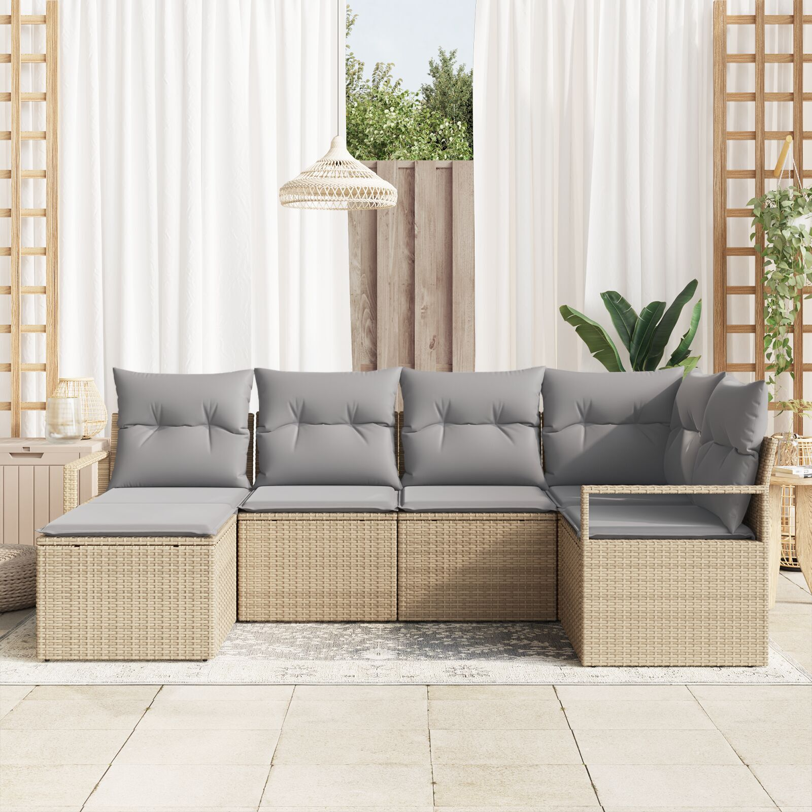 vidaXL Set de canapele pentru grădină 6 pcs Bej Rattan poli vidaXL Set de canapele pentru grădină 6 pcs Bej Rattan poli