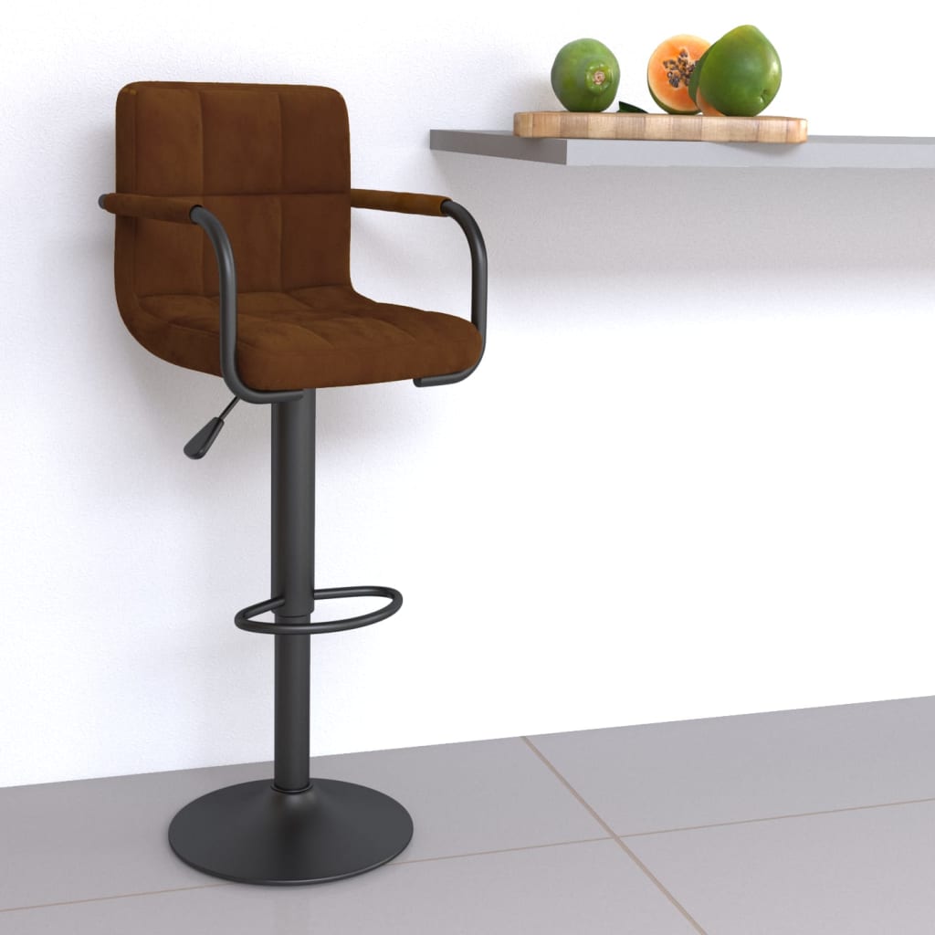 vidaXL Scaun de bar, maro, catifea vidaXL Scaun de bar, maro, catifea