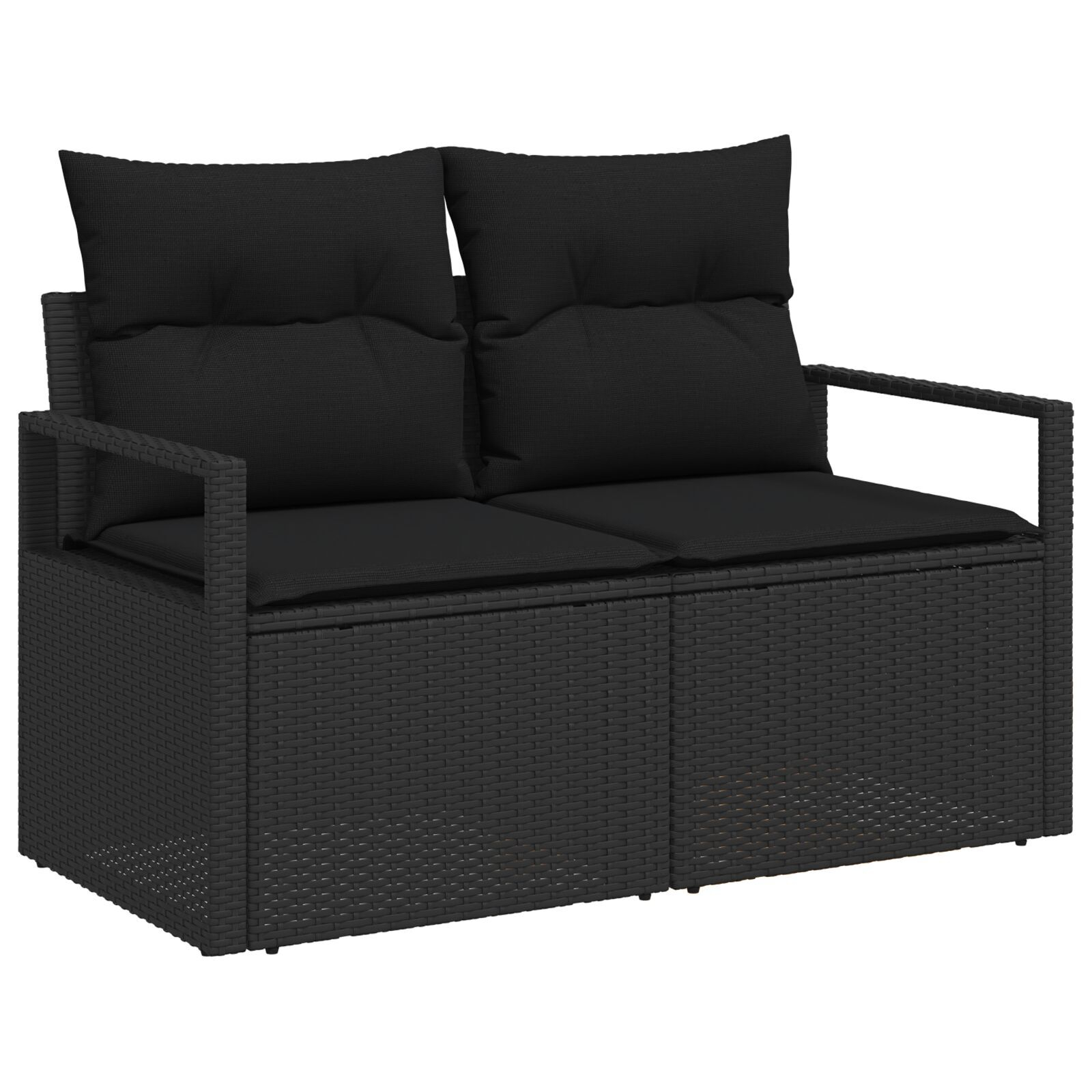 Set canapea de grădină vidaXL cu perne Negru Ratan Polimeric Set canapea de grădină vidaXL cu perne Negru Ratan Polimeric