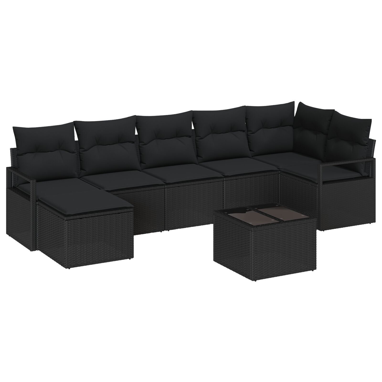 vidaXL Set de canapele pentru grădină 8 pcs Negru Rattan poli vidaXL Set de canapele pentru grădină 8 pcs Negru Rattan poli