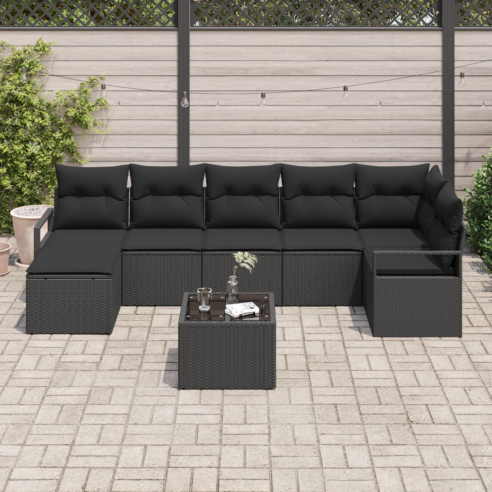 vidaXL Set de canapele pentru grădină 8 pcs Negru Rattan poli vidaXL Set de canapele pentru grădină 8 pcs Negru Rattan poli
