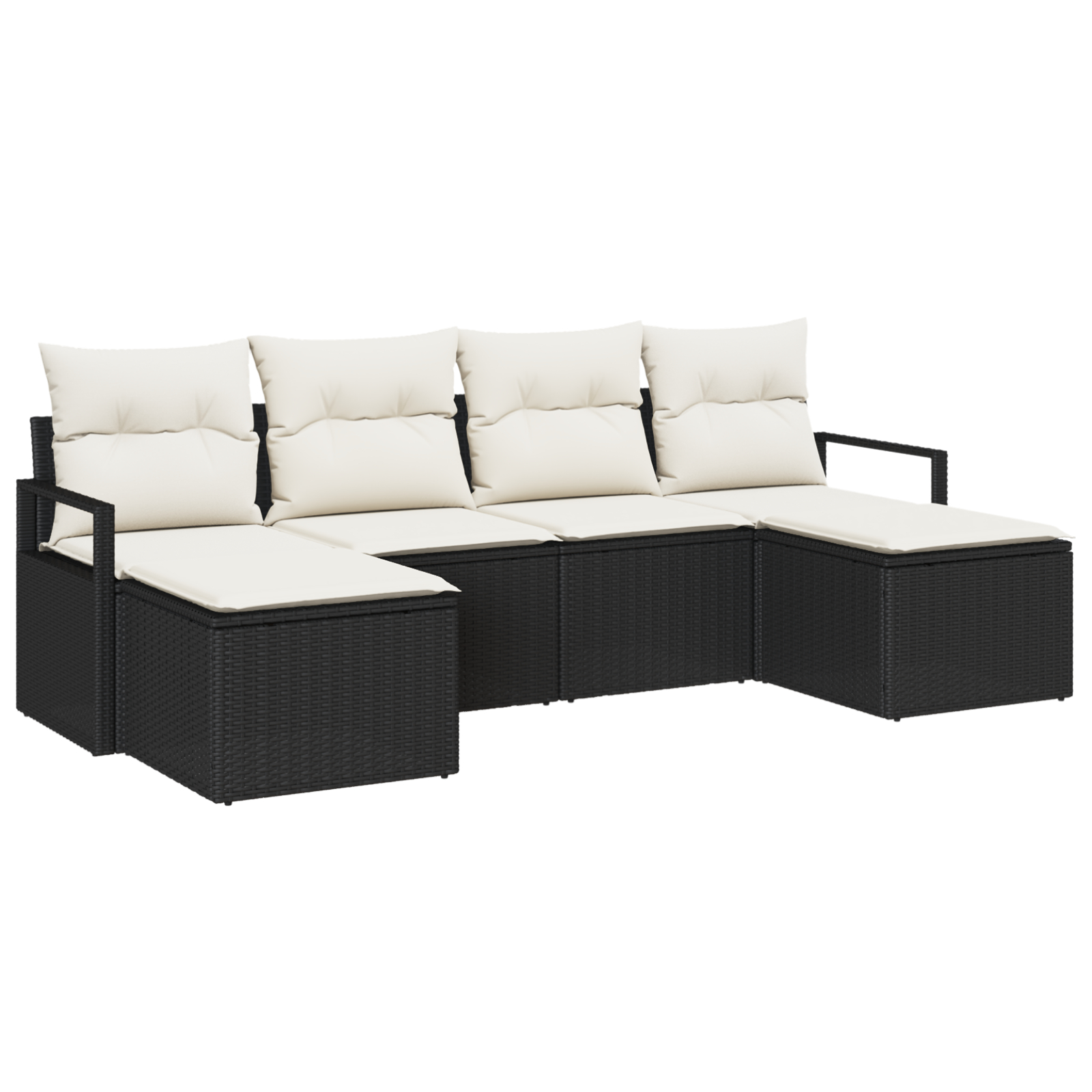 Set canapea de grădină vidaXL 6 piese cu perne, Negru Ratan Set canapea de grădină vidaXL 6 piese cu perne, Negru Ratan