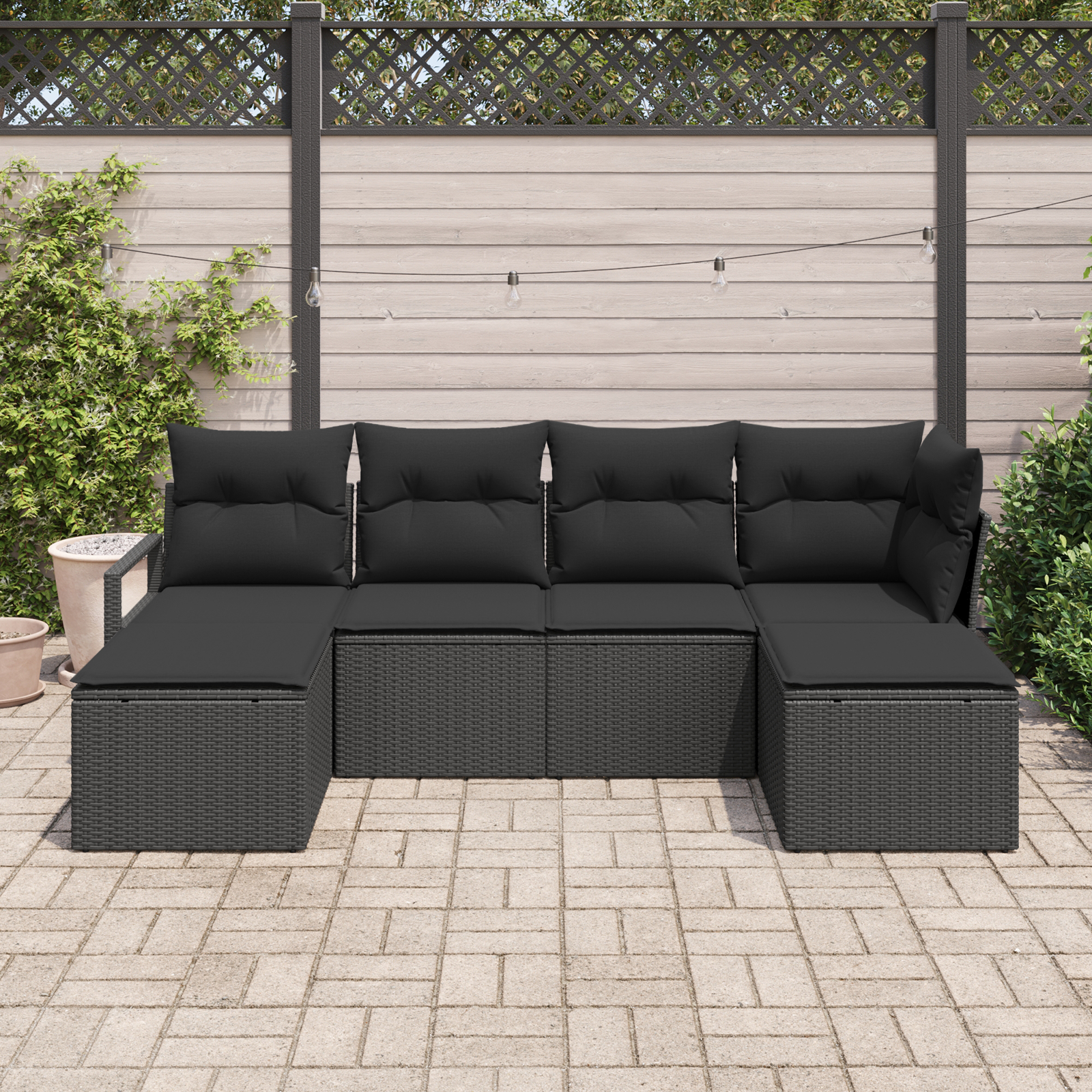vidaXL Set de canapele pentru grădină 6 pcs Negru Rattan poli vidaXL Set de canapele pentru grădină 6 pcs Negru Rattan poli