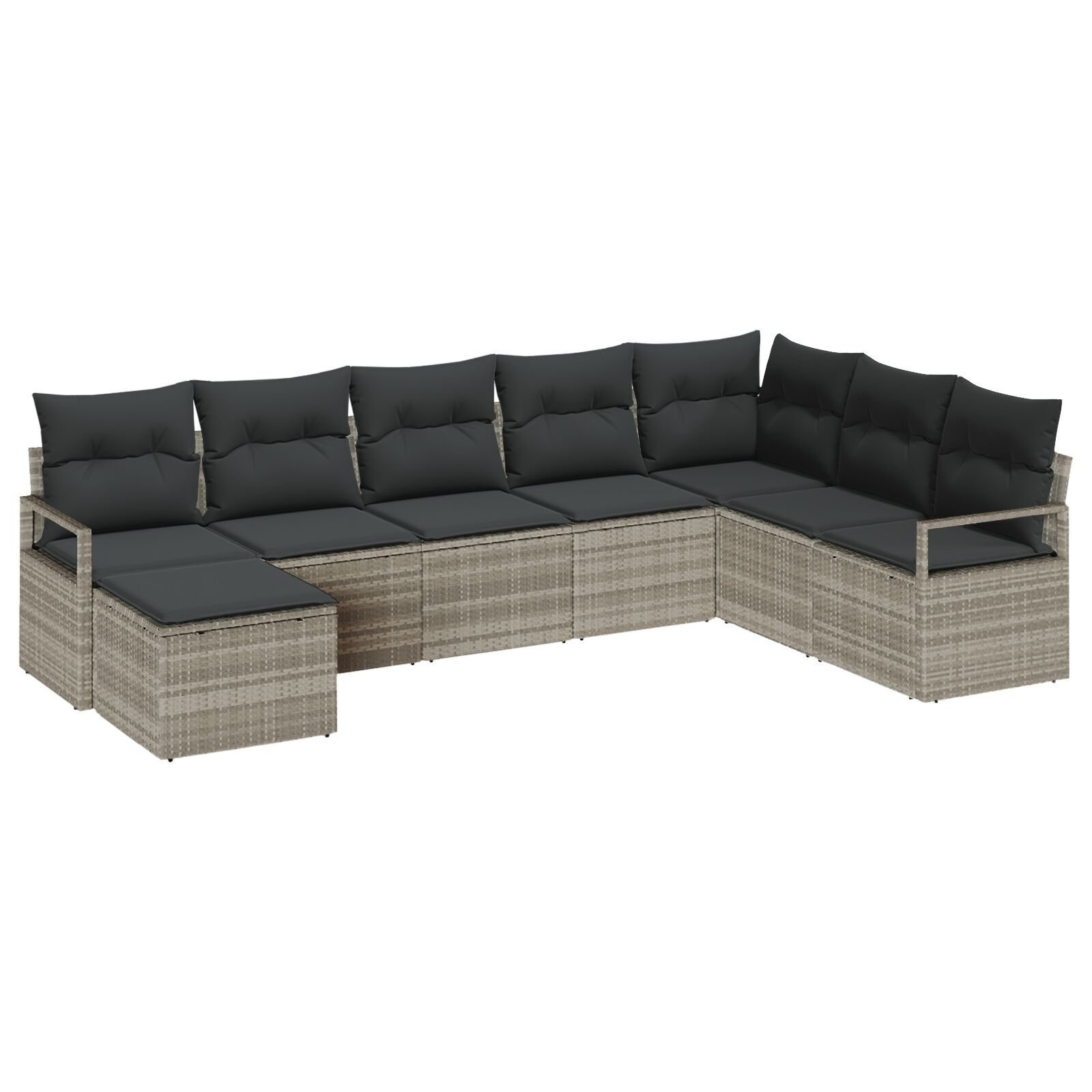 vidaXL Set de canapele pentru grădină 8 pcs Gri deschis Rattan poli vidaXL Set de canapele pentru grădină 8 pcs Gri deschis Rattan poli