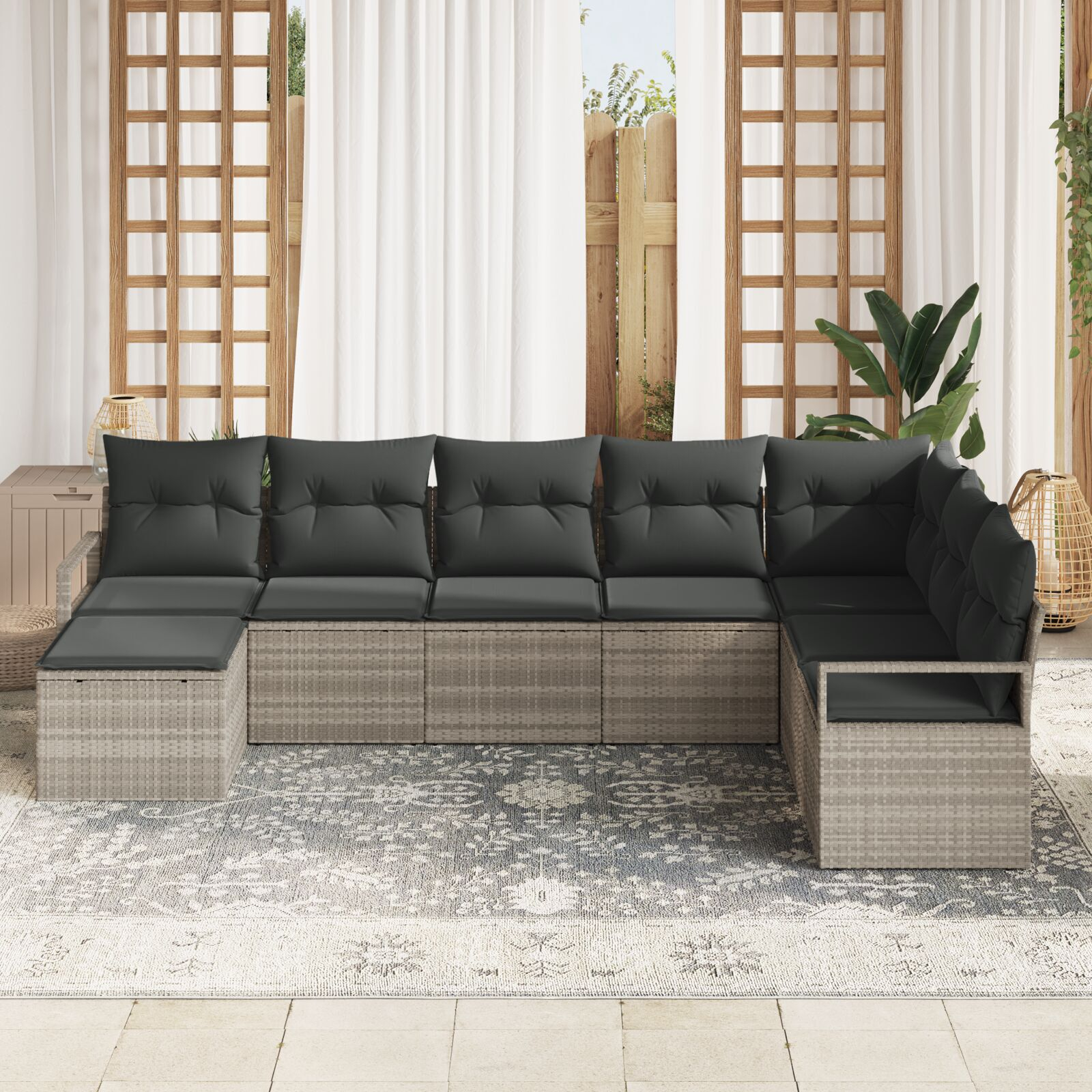 vidaXL Set de canapele pentru grădină 8 pcs Gri deschis Rattan poli vidaXL Set de canapele pentru grădină 8 pcs Gri deschis Rattan poli
