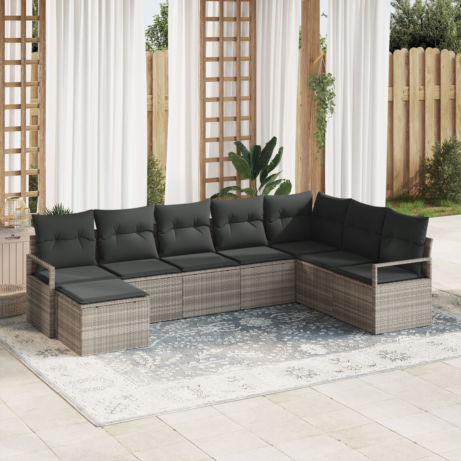 vidaXL Set de canapele pentru grădină 8 pcs Gri deschis Rattan poli vidaXL Set de canapele pentru grădină 8 pcs Gri deschis Rattan poli