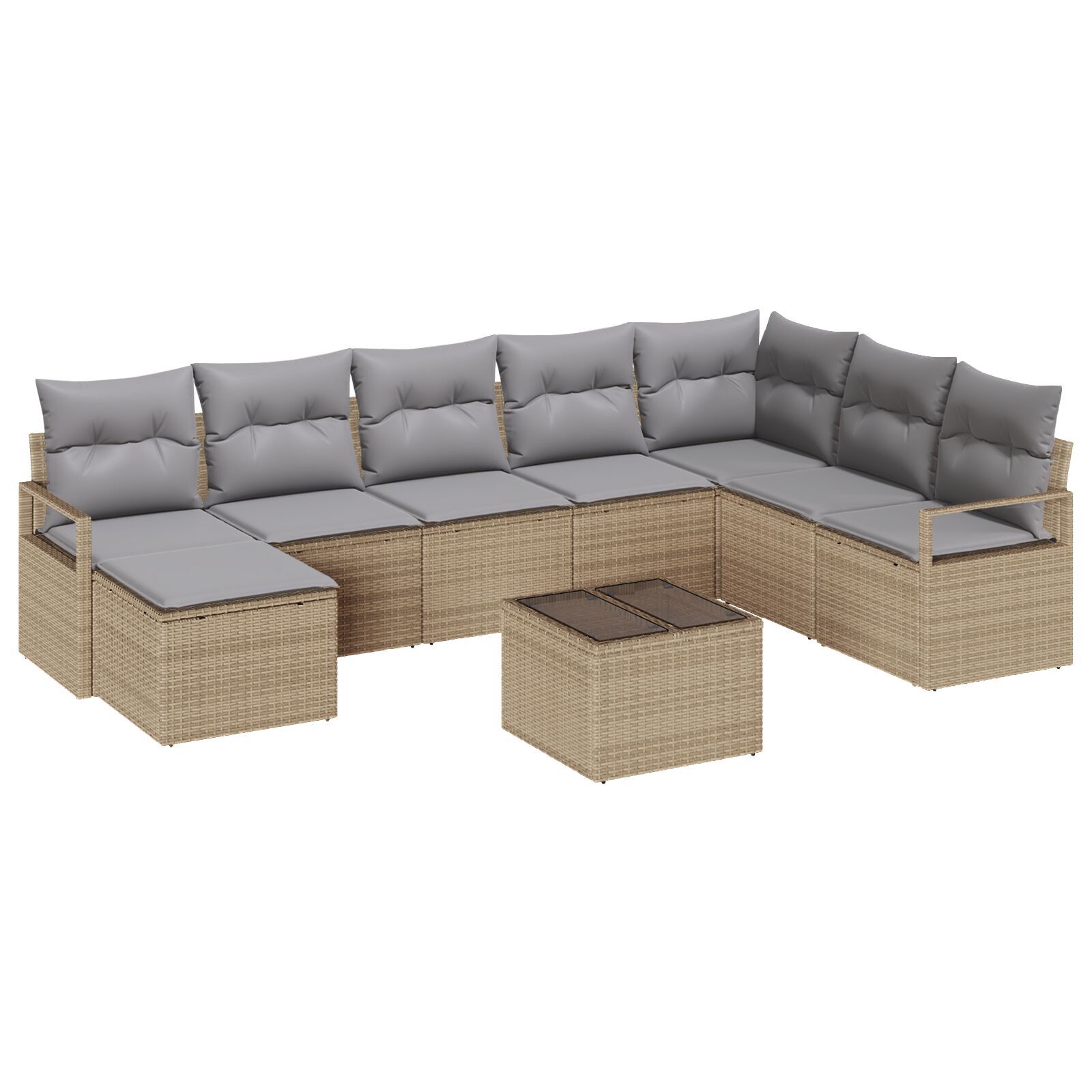 vidaXL Set de canapele pentru grădină 9 pcs Bej Rattan poli vidaXL Set de canapele pentru grădină 9 pcs Bej Rattan poli