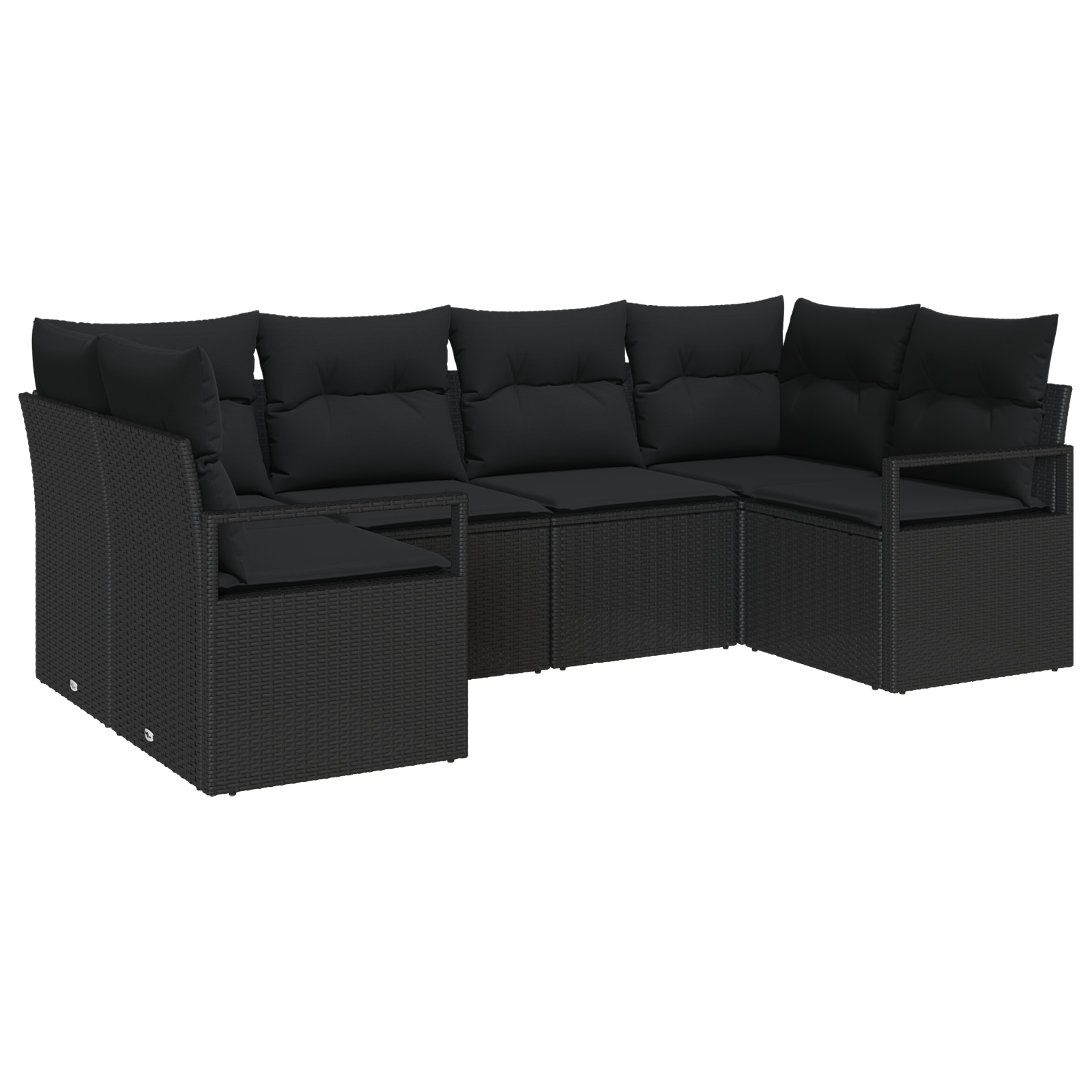 Set canapea de grădină vidaXL cu 6 piese și perne Ratan Poly Negru