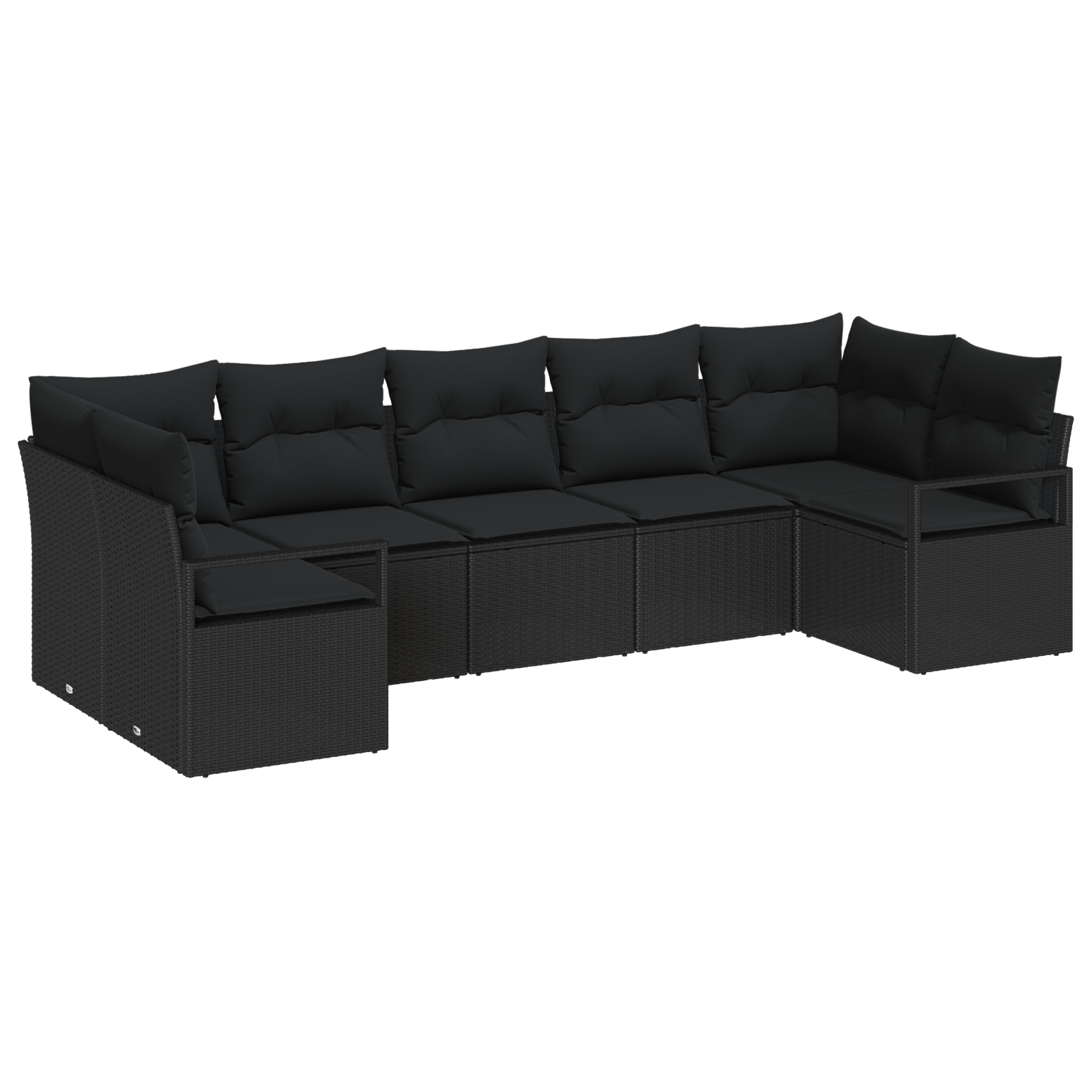 Set Canapea Grădină vidaXL 7 Piese cu Perne Poliratan Negru