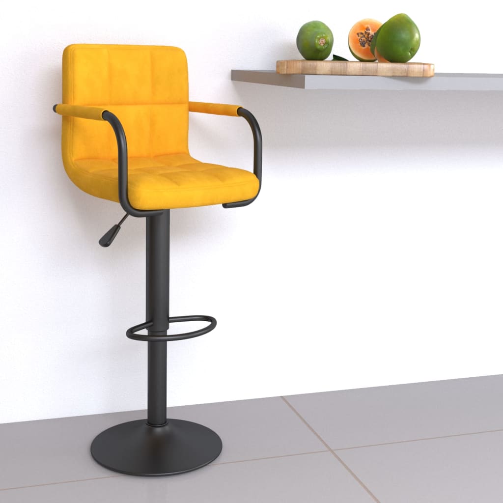 vidaXL Scaun de bar, galben muștar, catifea vidaXL Scaun de bar, galben muștar, catifea