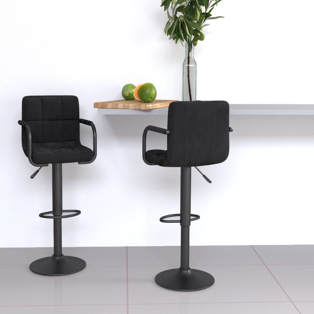 vidaXL Scaune de bar, 2 buc., negru, catifea vidaXL Scaune de bar, 2 buc., negru, catifea
