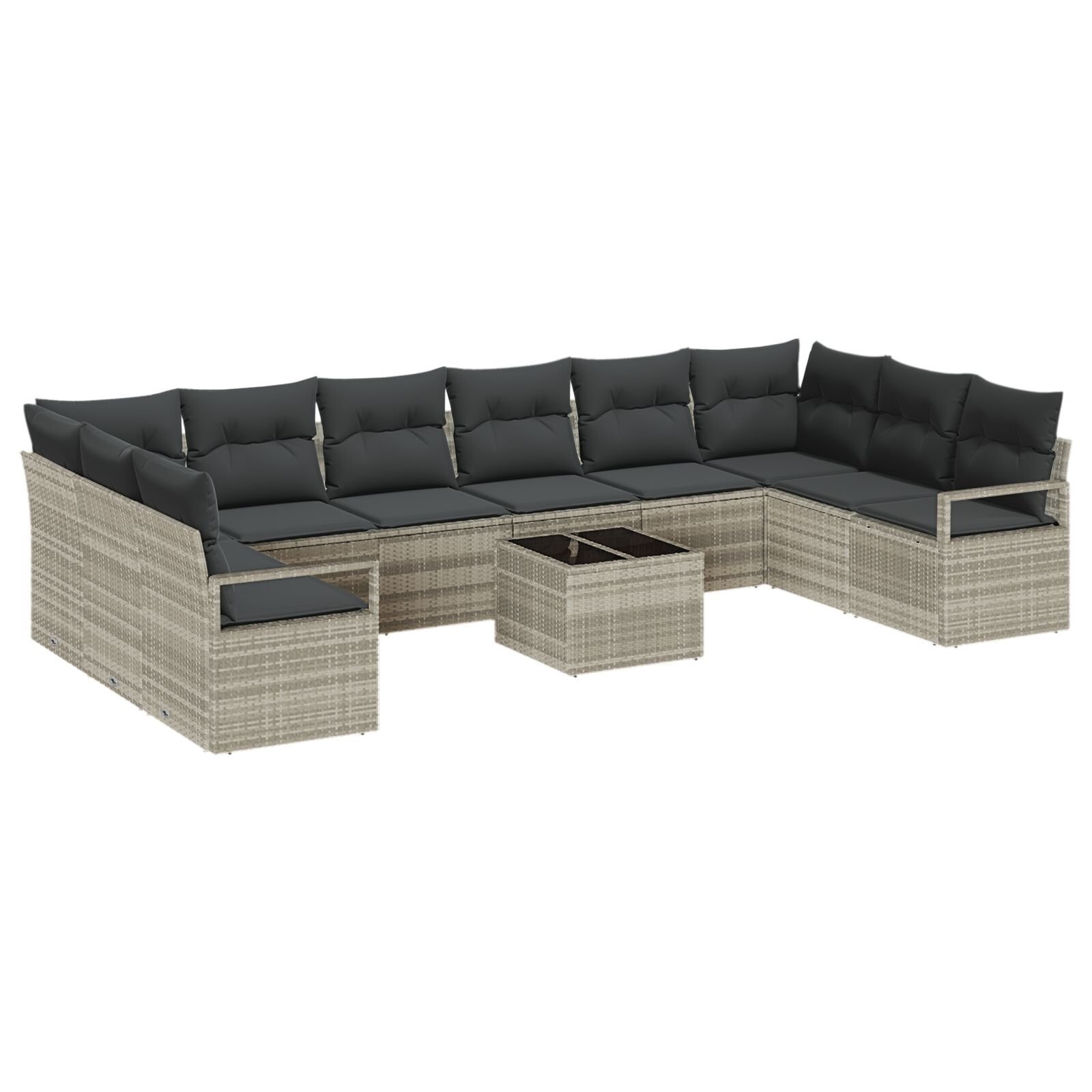 Set canapea grădină vidaXL 11 piese cu perne gri din ratan sintetic Set canapea grădină vidaXL 11 piese cu perne gri din ratan sintetic