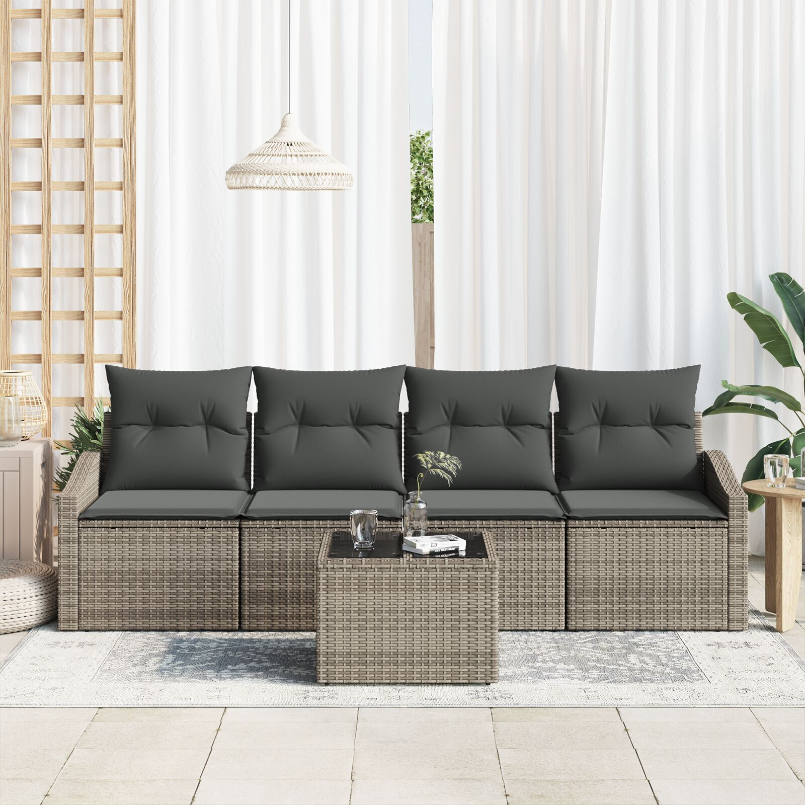 vidaXL Set de canapele pentru grădină Manual 5 pcs Gri 55 x 55 x 37 cm