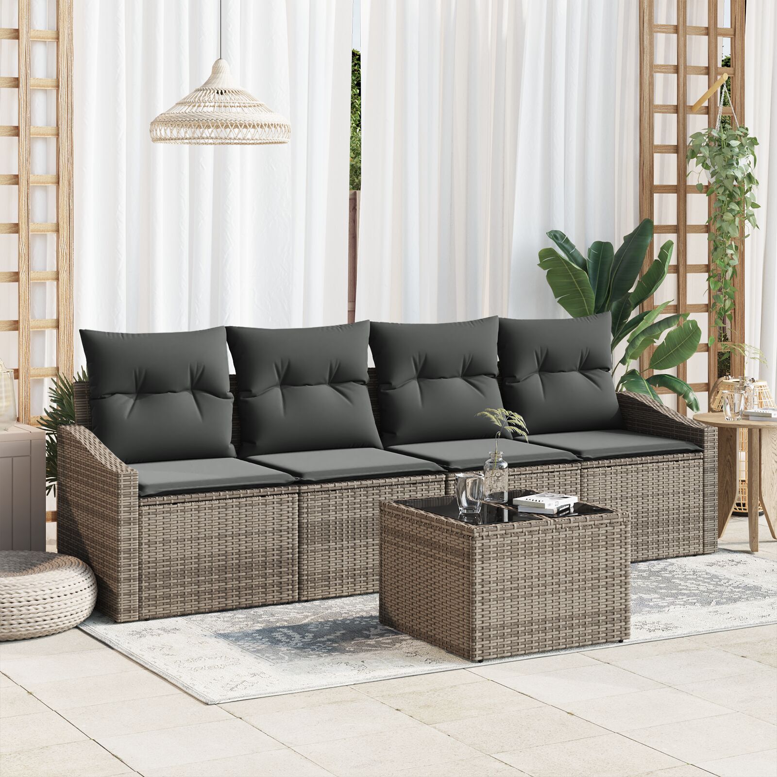 vidaXL Set de canapele pentru grădină Manual 5 pcs Gri 55 x 55 x 37 cm